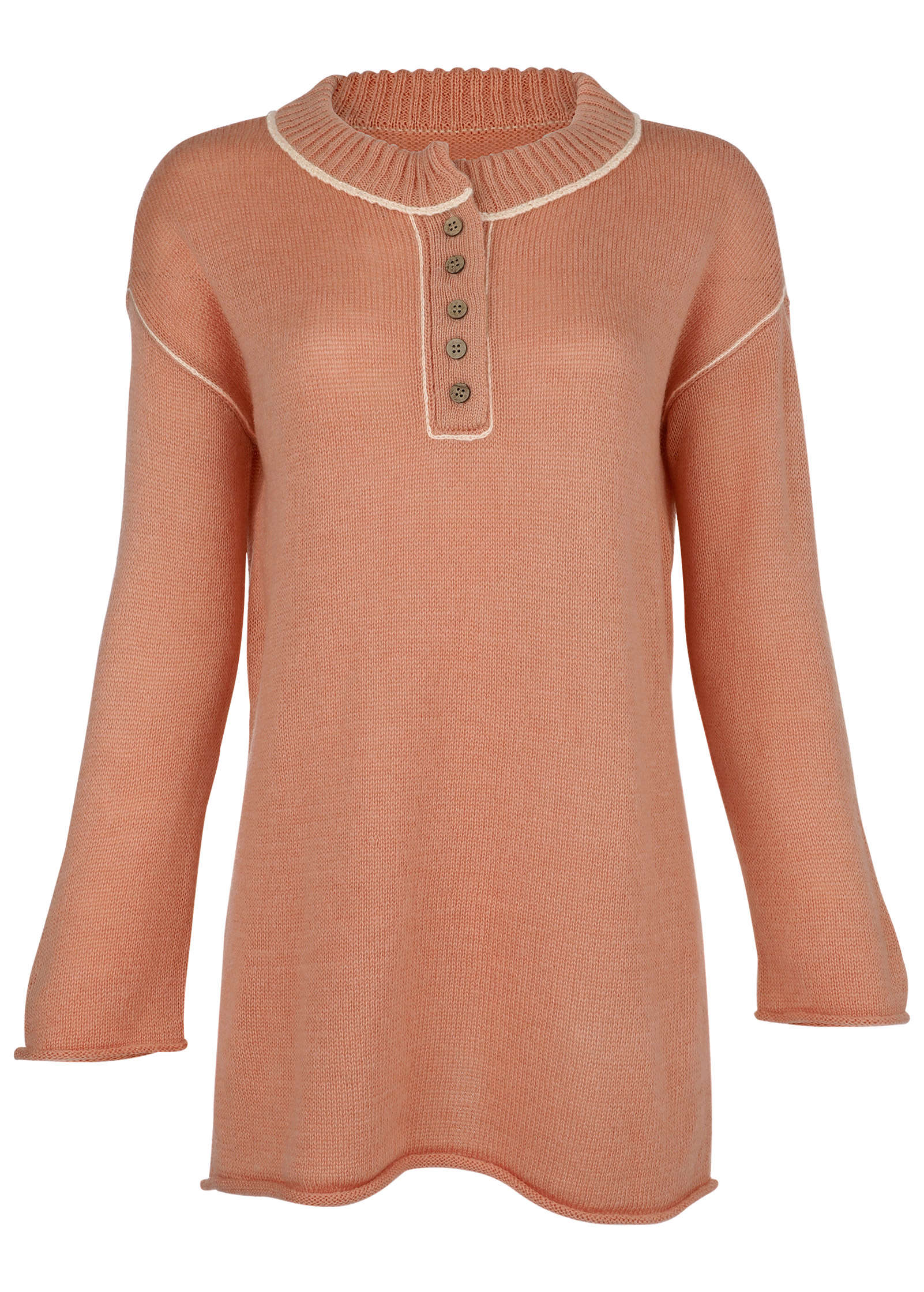 Contrast Stitch Henley - Dusty Rose - Image 6