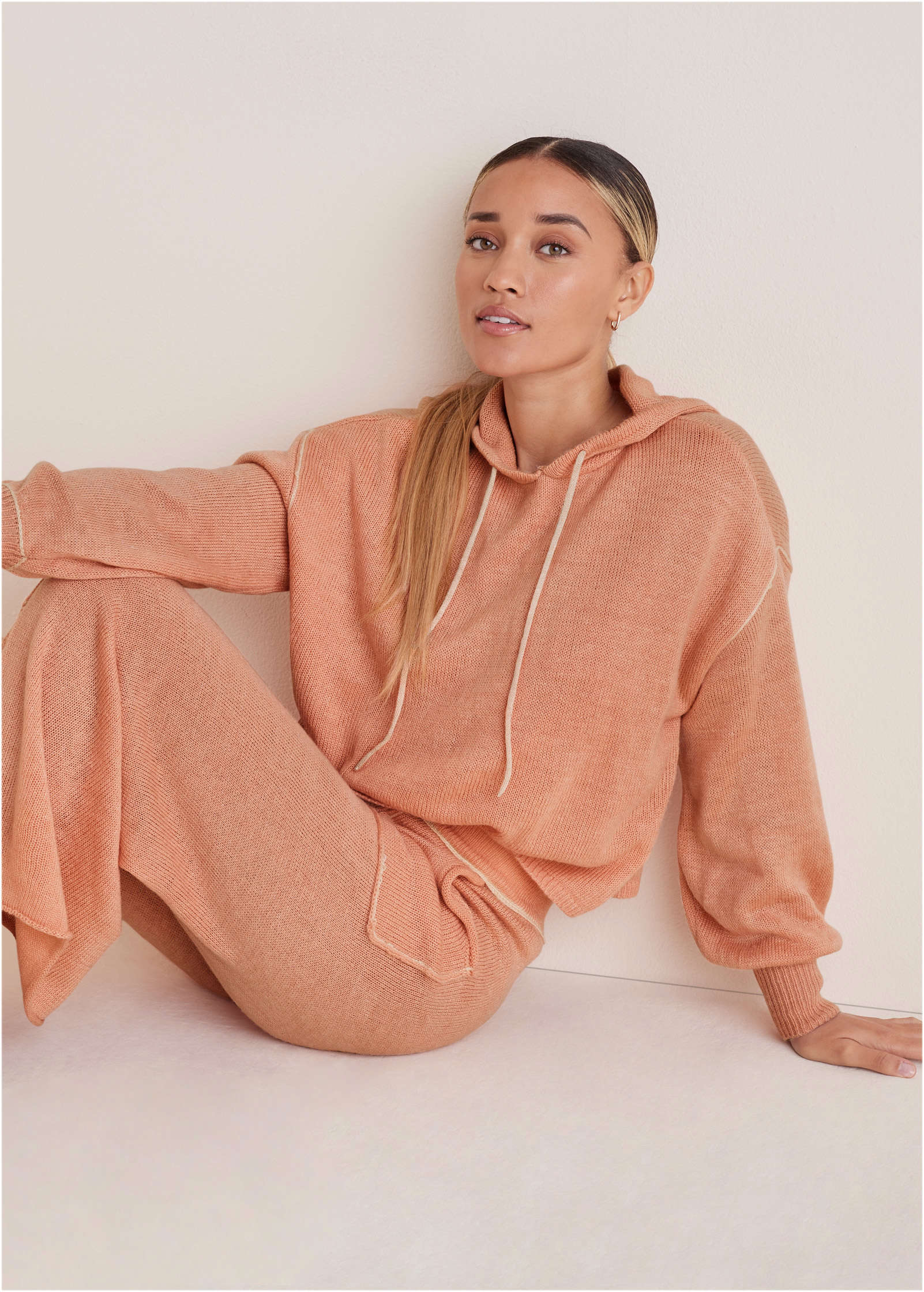 Contrast Stitch Wide Leg - Dusty Rose