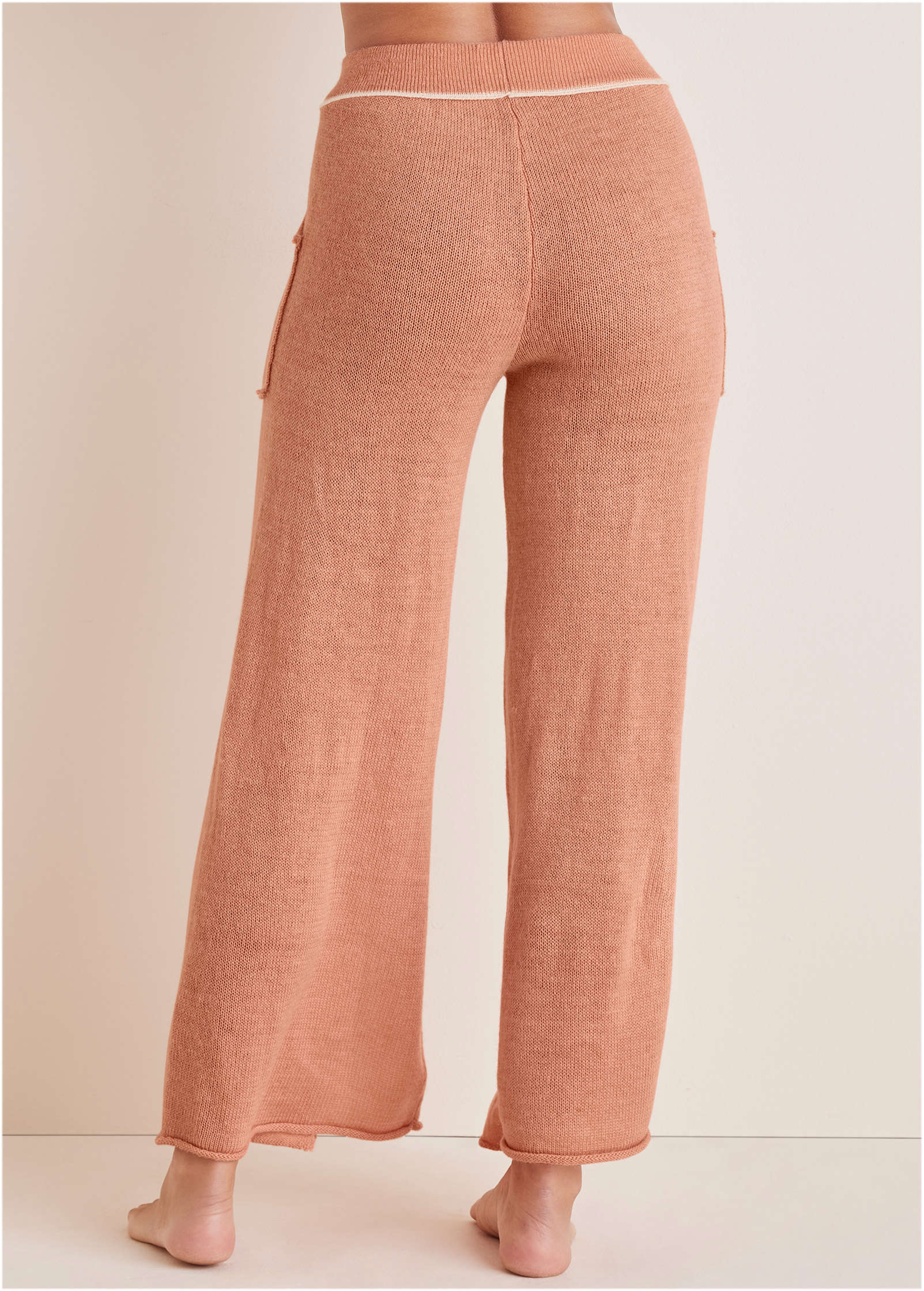 Contrast Stitch Wide Leg - Dusty Rose - Image 4