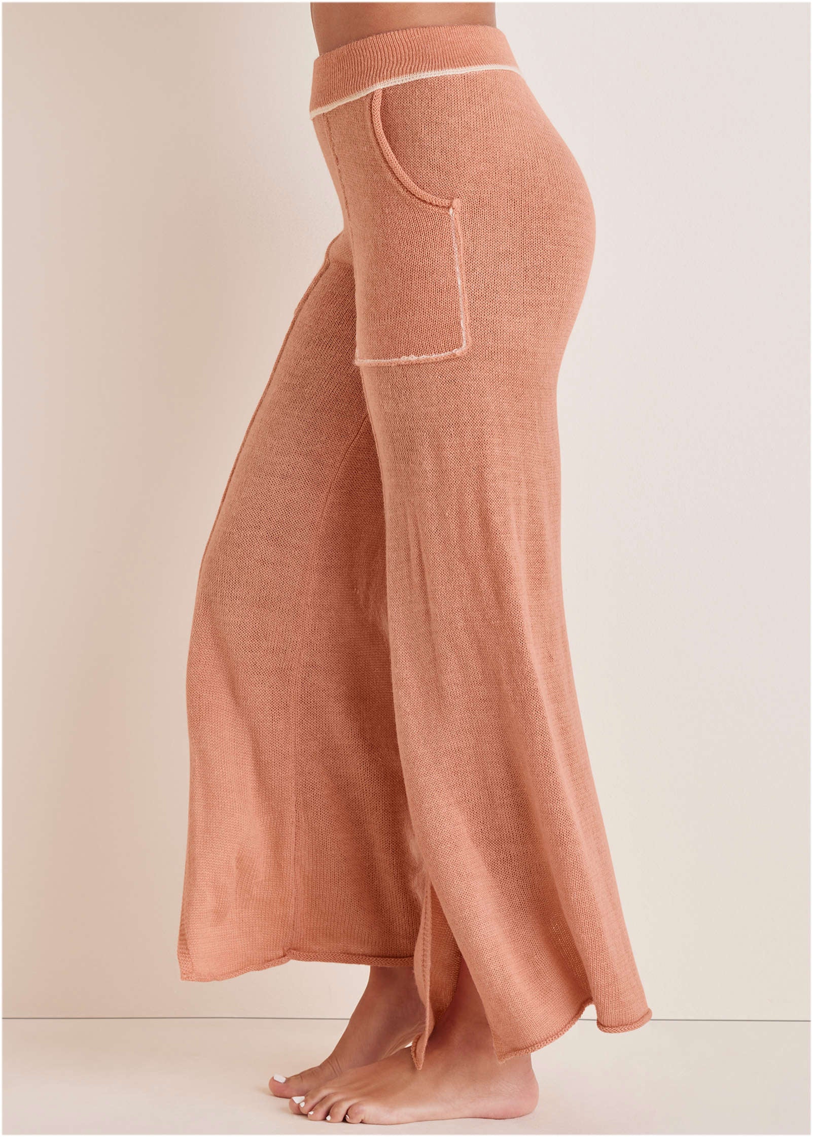 Contrast Stitch Wide Leg - Dusty Rose - Image 5