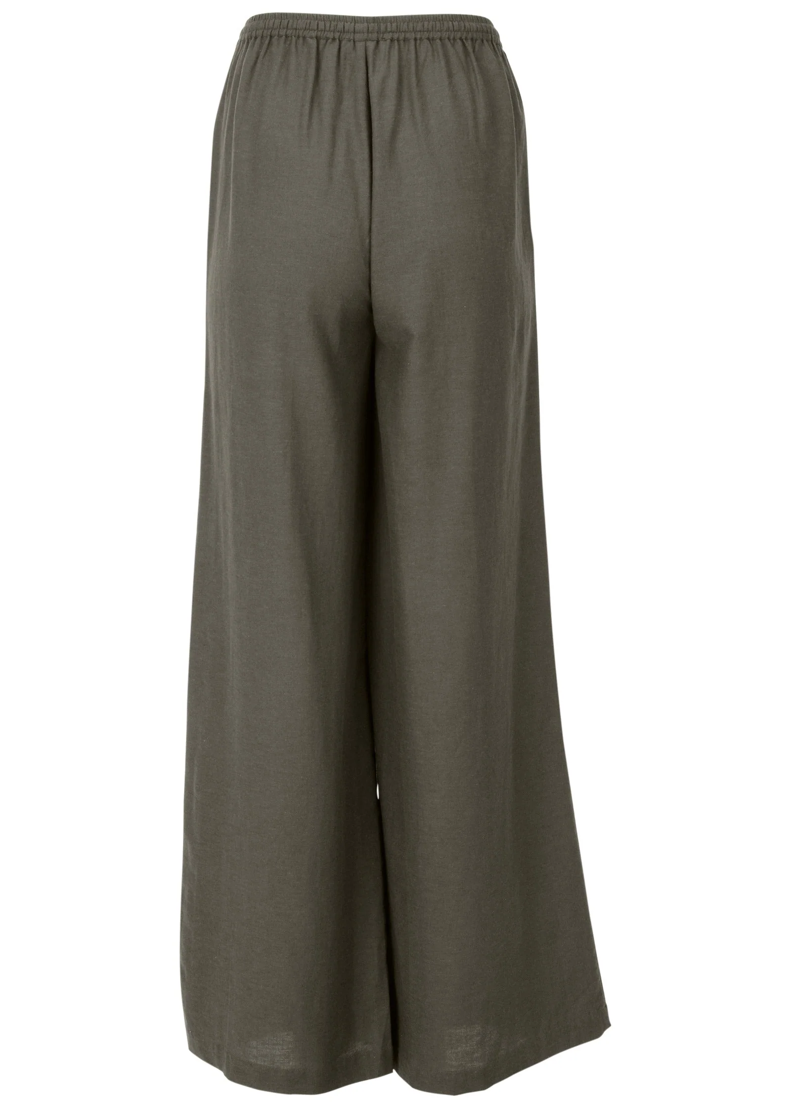 Linen Wide Leg Pants - Olive - Image 7