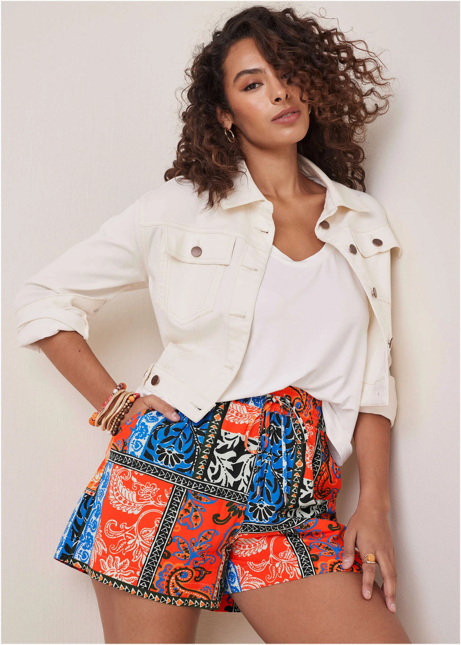 Linen Easy Shorts - Tamarini Garden Tile
