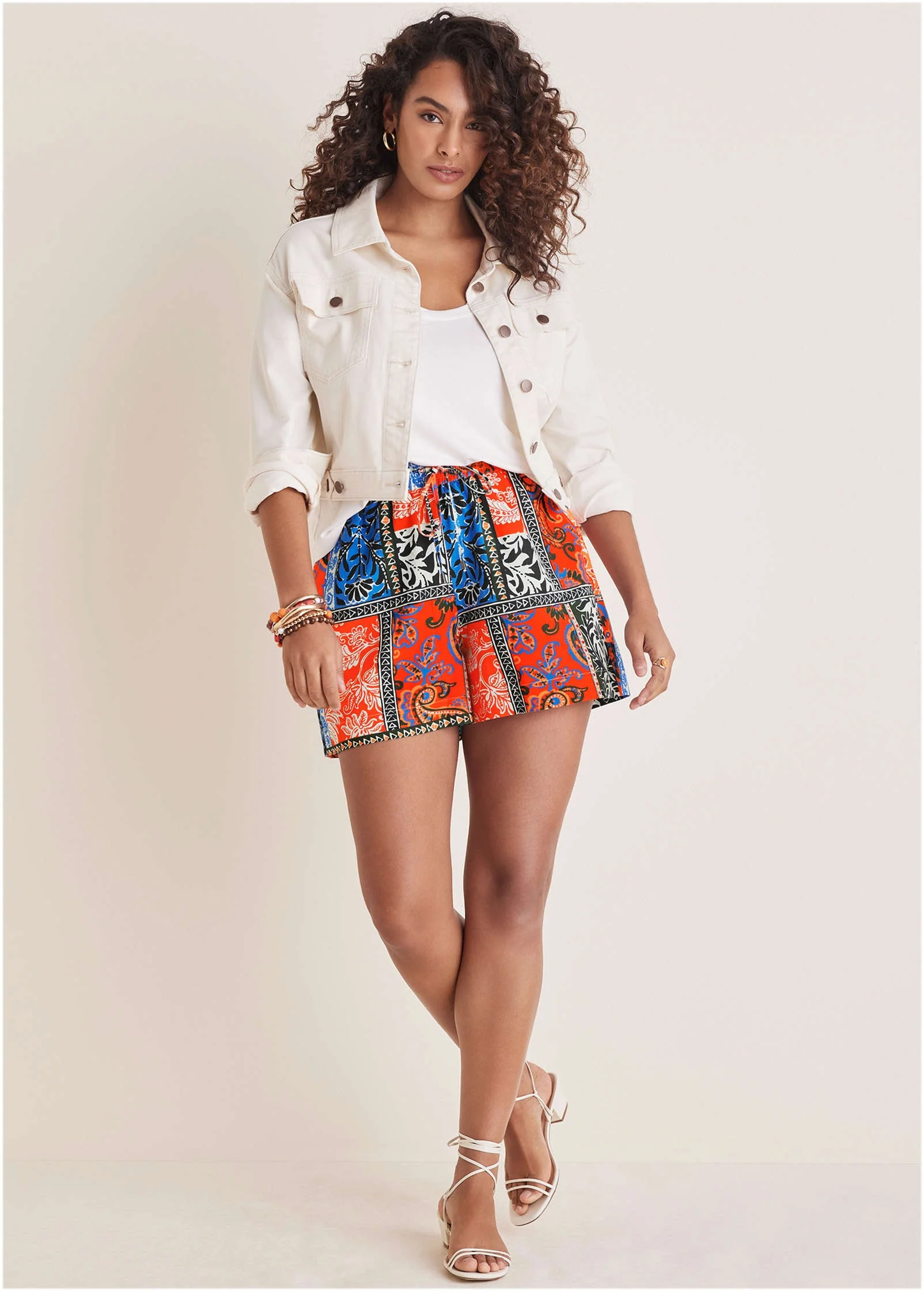 Linen Easy Shorts - Tamarini Garden Tile - Image 7