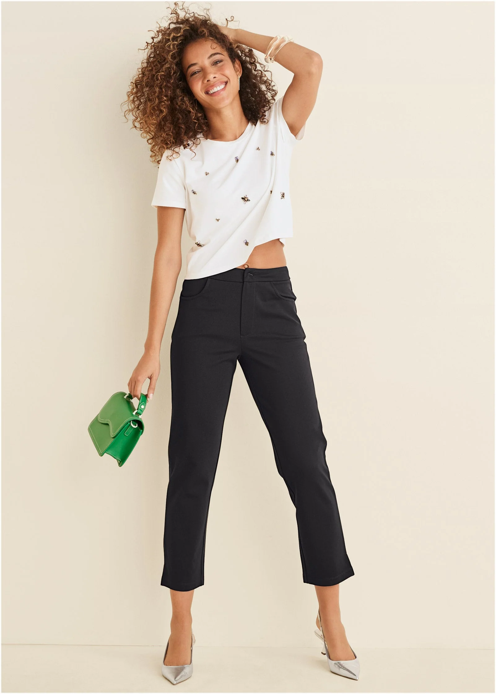 Smoothing Ponte Straight Leg Pants - Jet Black