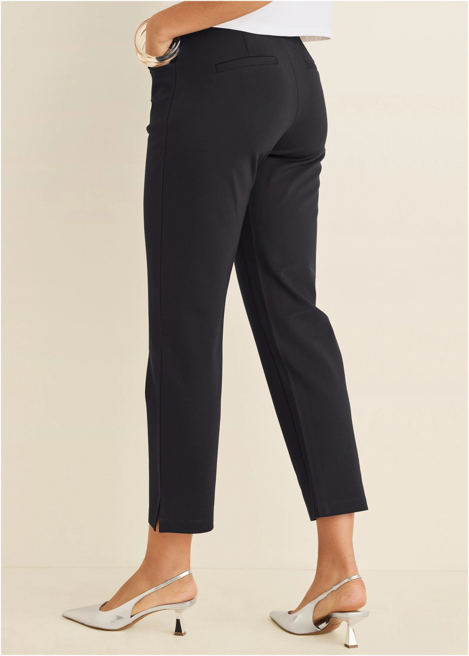 Smoothing Ponte Straight Leg Pants - Jet Black - Image 3