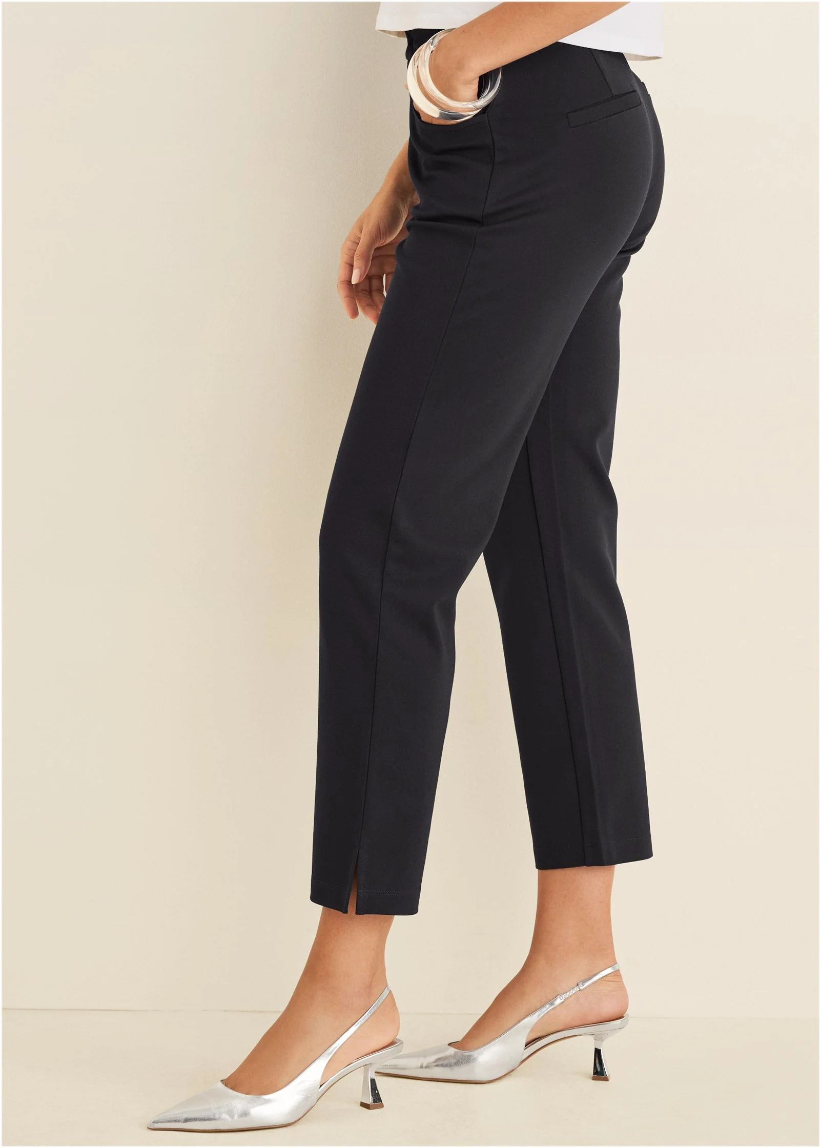 Smoothing Ponte Straight Leg Pants - Jet Black - Image 4