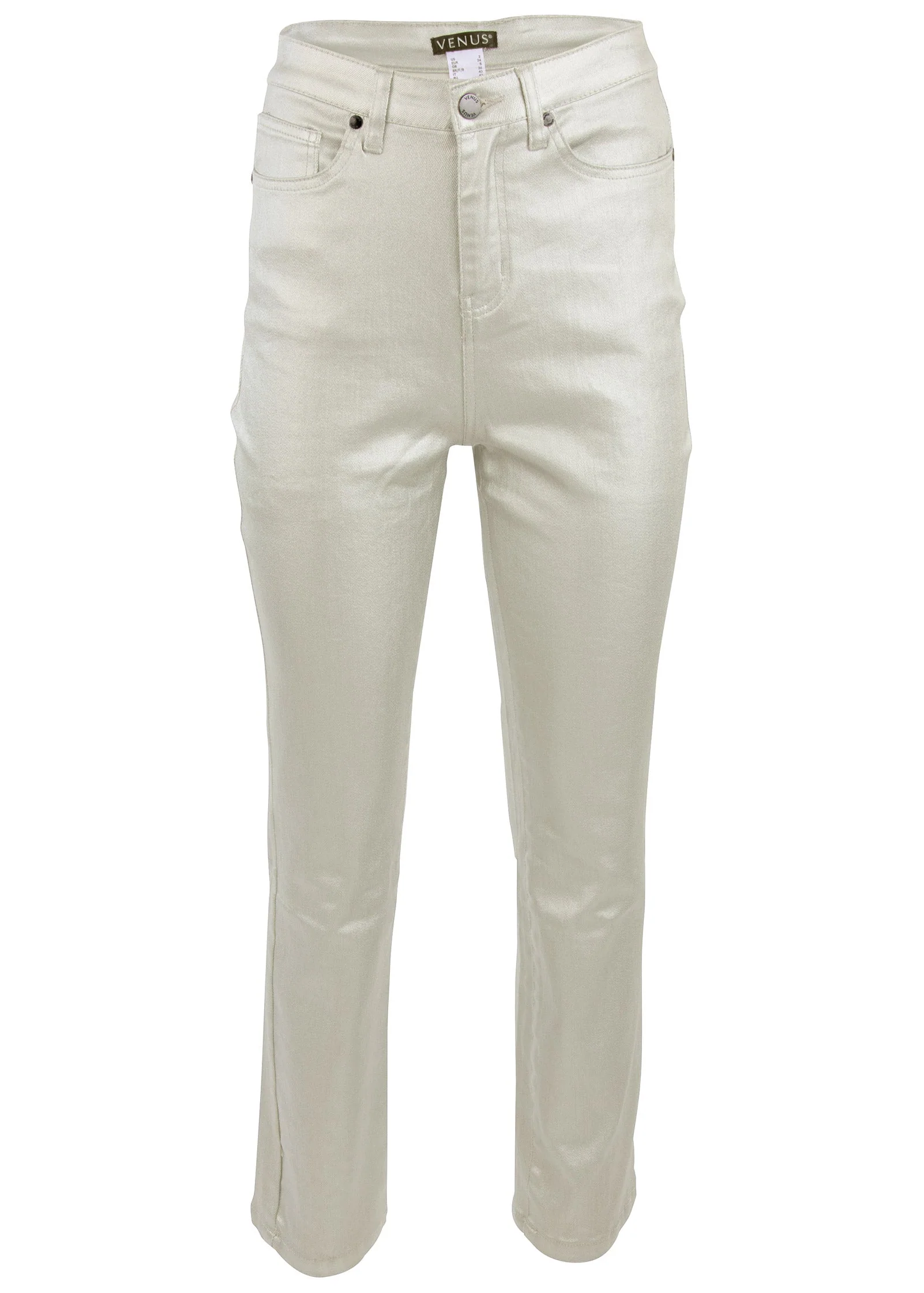 Metallic Straight Leg Jeans - Silver Metallic - Image 6