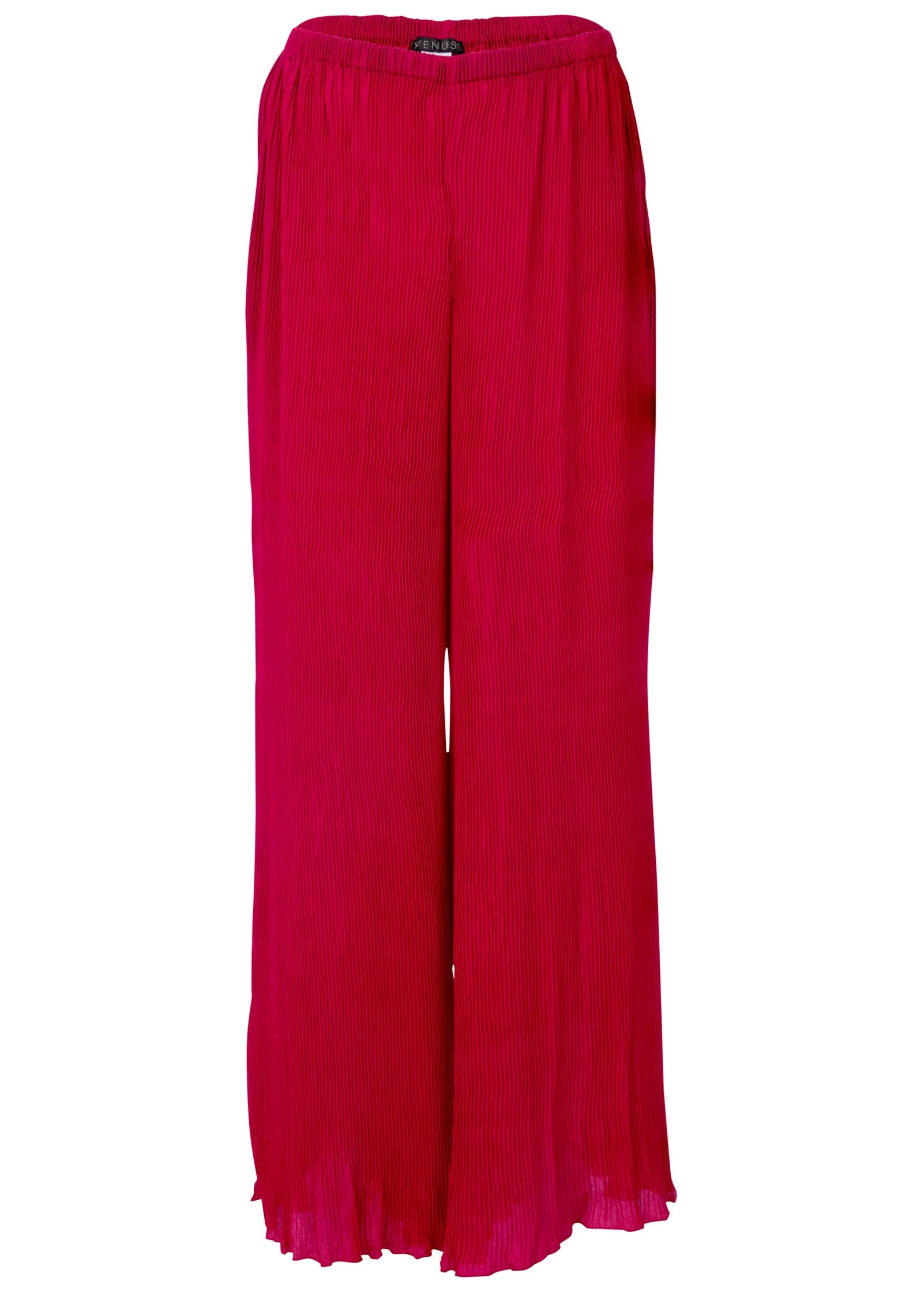 Plisse Wide Leg Pants - Red - Image 3