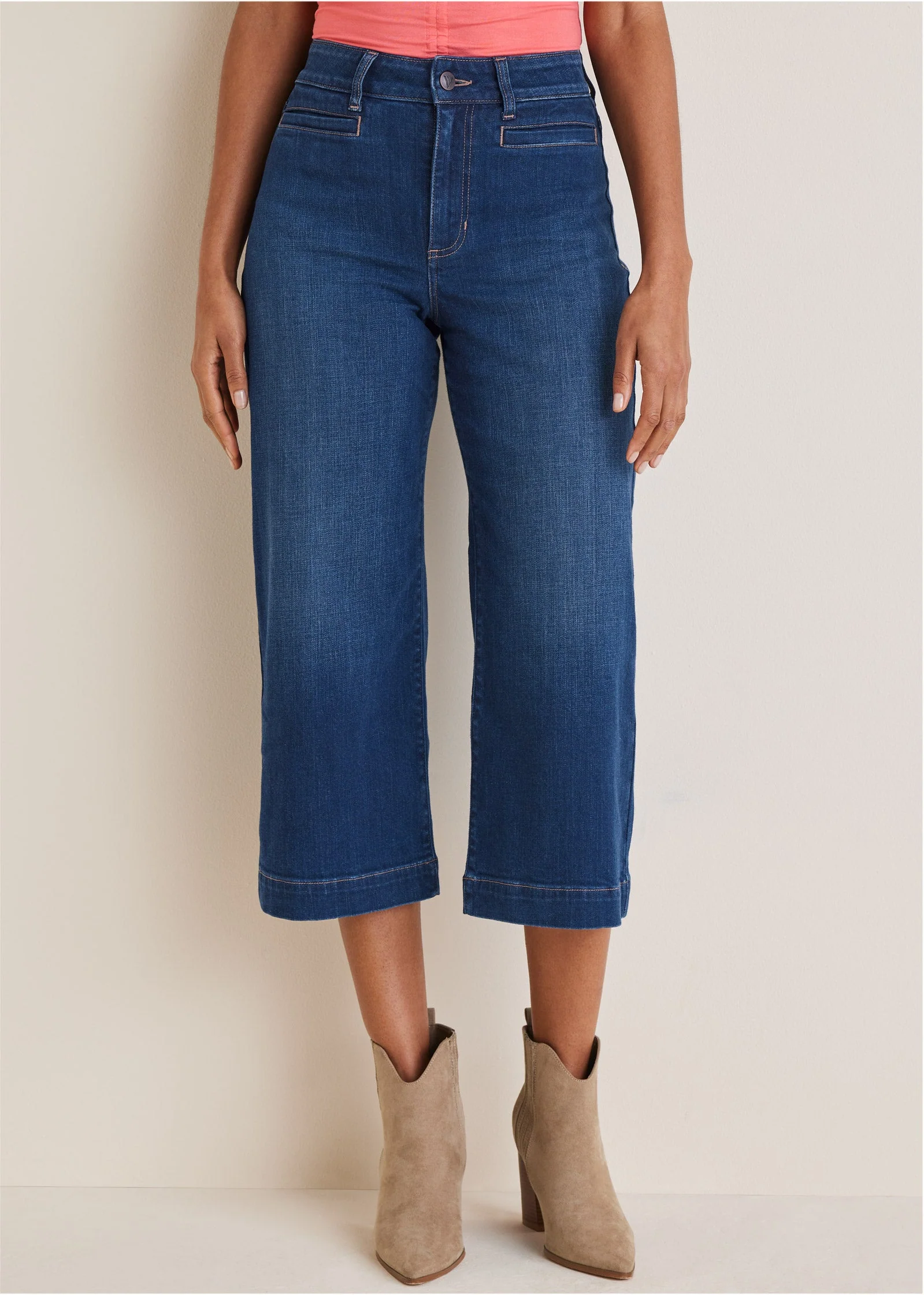 Sophia Wide Leg Crop Jeans - Dark Wash - Image 3
