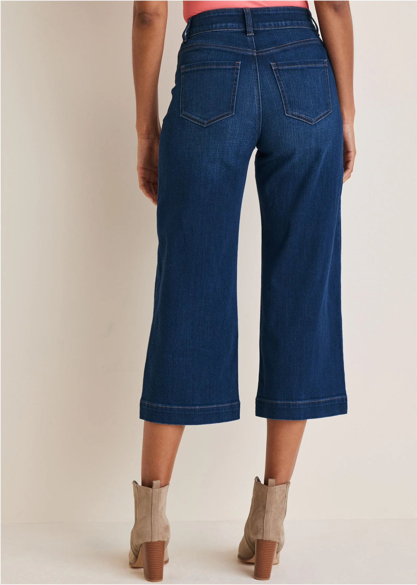 Sophia Wide Leg Crop Jeans - Dark Wash - Image 4