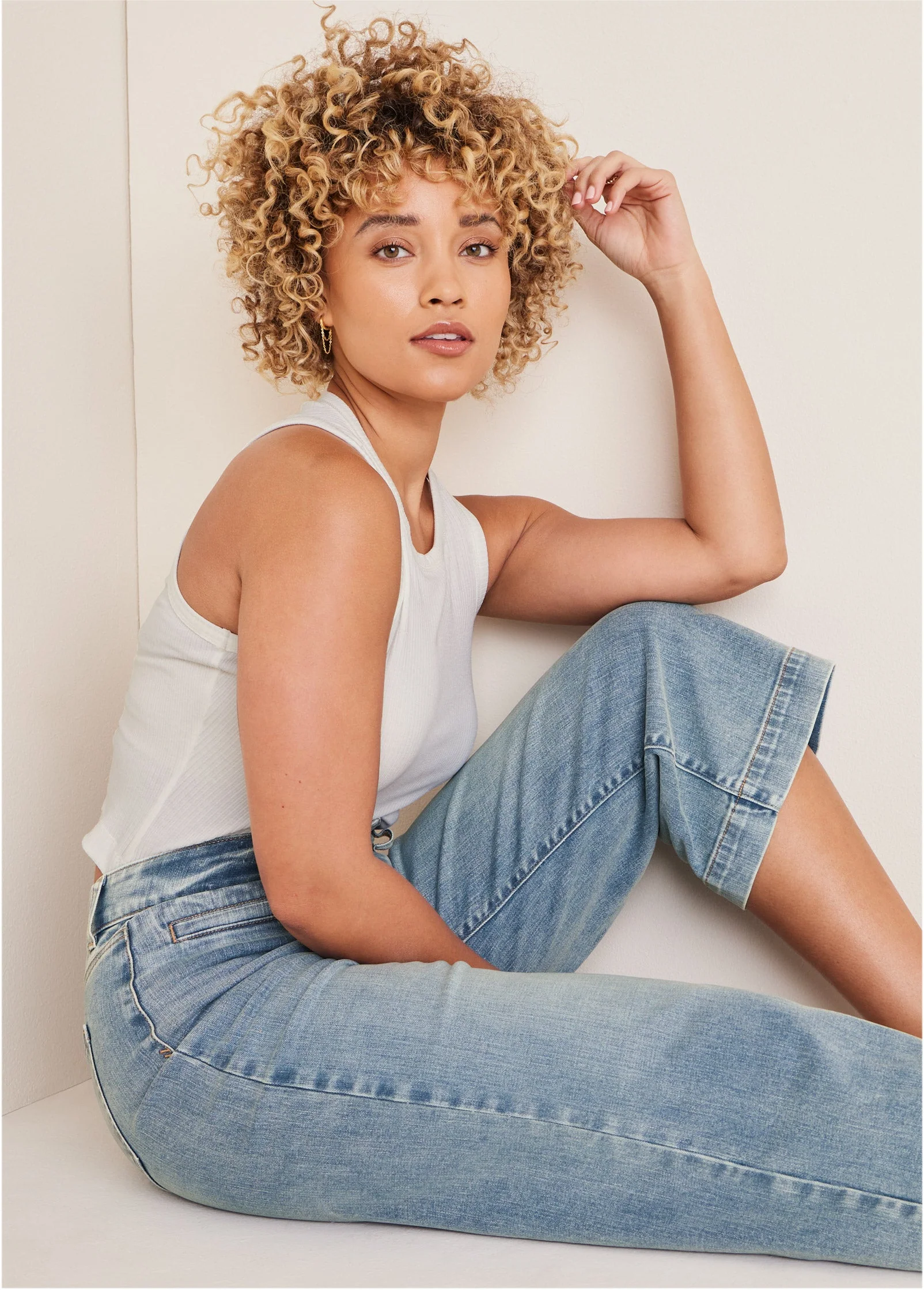 Sophia Wide Leg Crop Jeans - Light Wash - Image 7