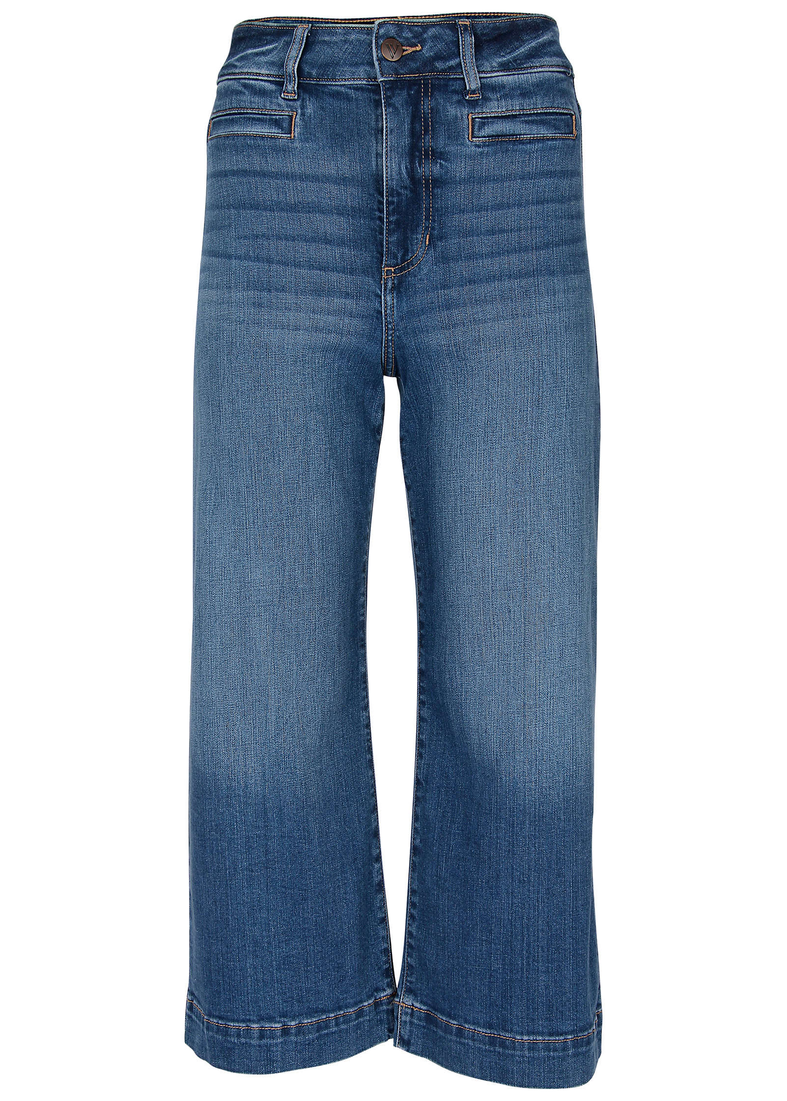 Sophia Wide Leg Crop Jeans - Medium Wash - Image 5