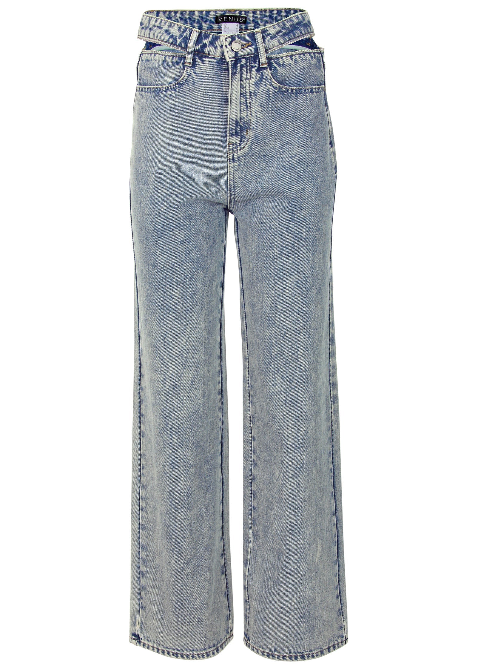 Rhinestone Cut Out Jeans - Acid Wash - Image 6