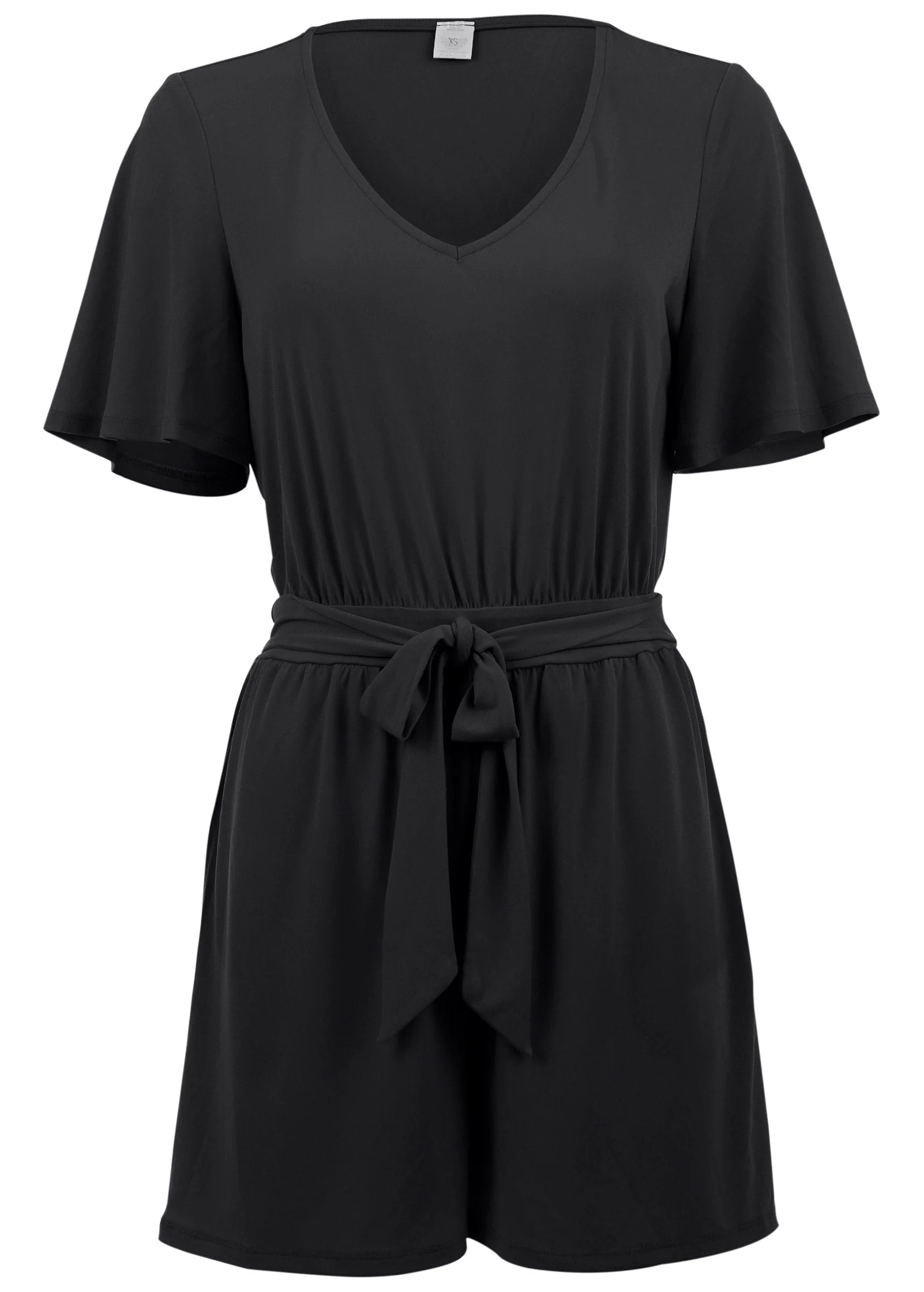 Tie Waist Romper - Jet Black - Image 3