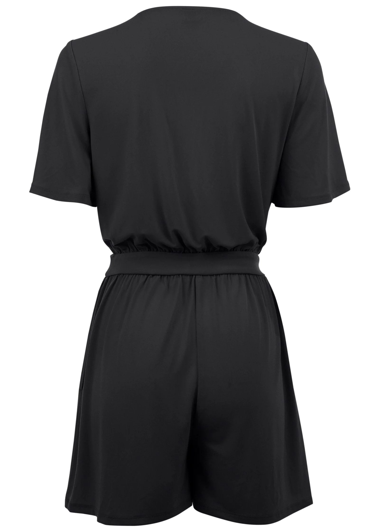 Tie Waist Romper - Jet Black - Image 4