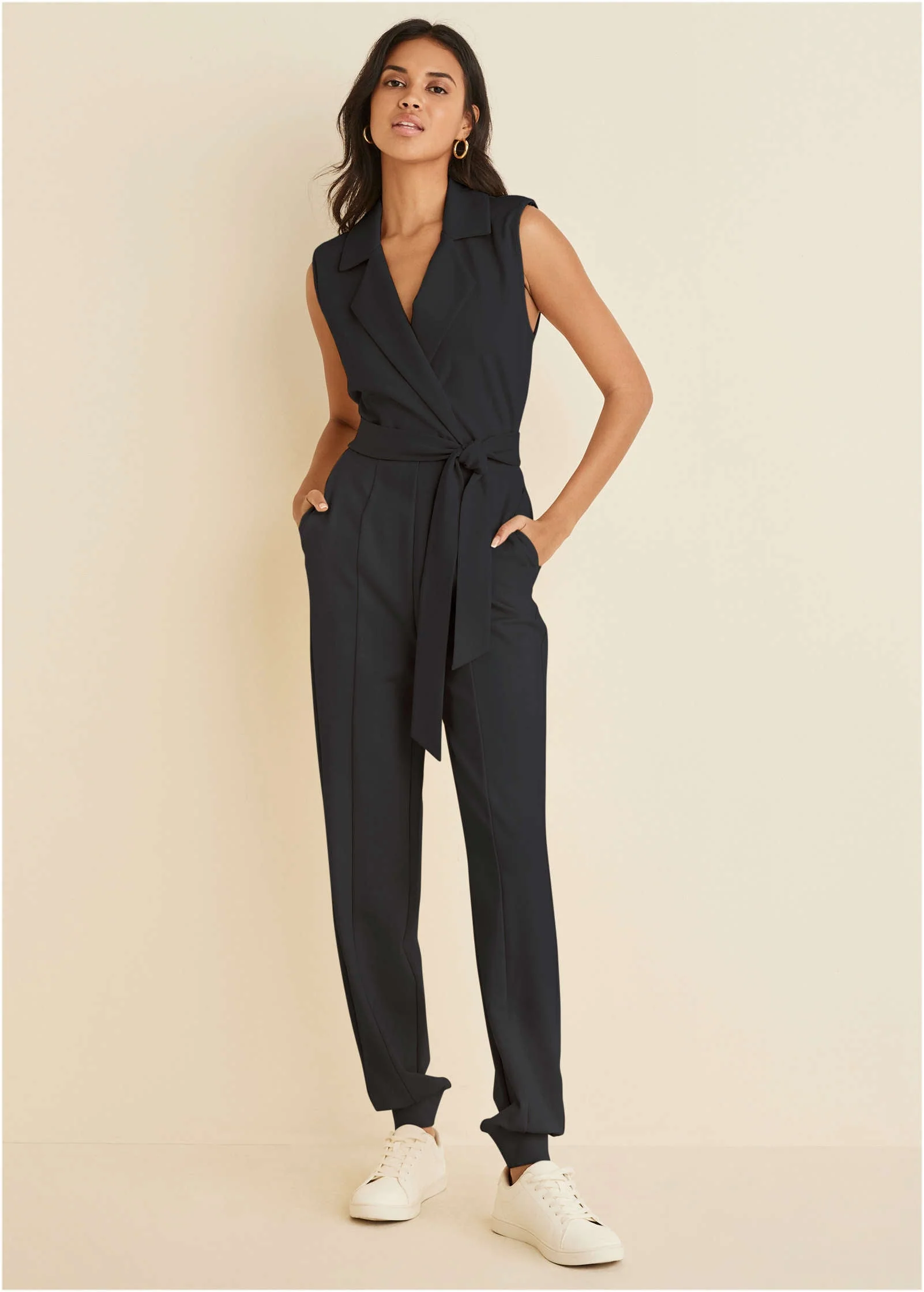 Ponte Collar Jumpsuit - Jet Black