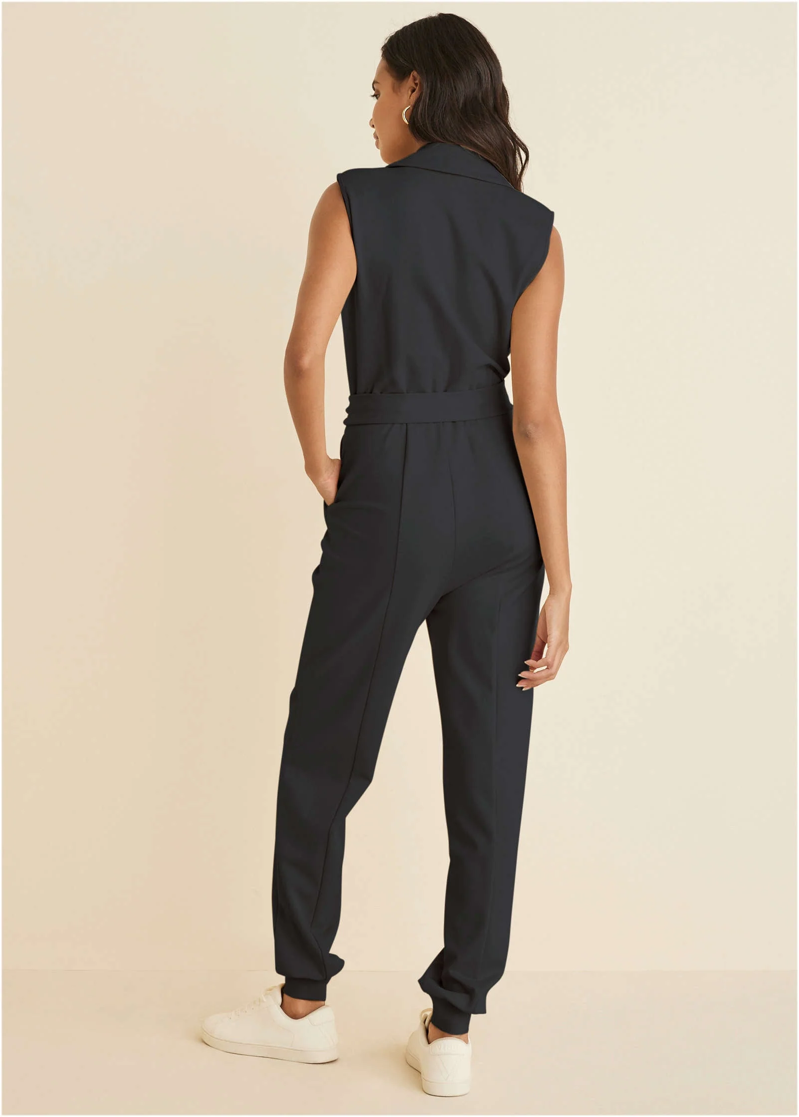 Ponte Collar Jumpsuit - Jet Black - Image 2