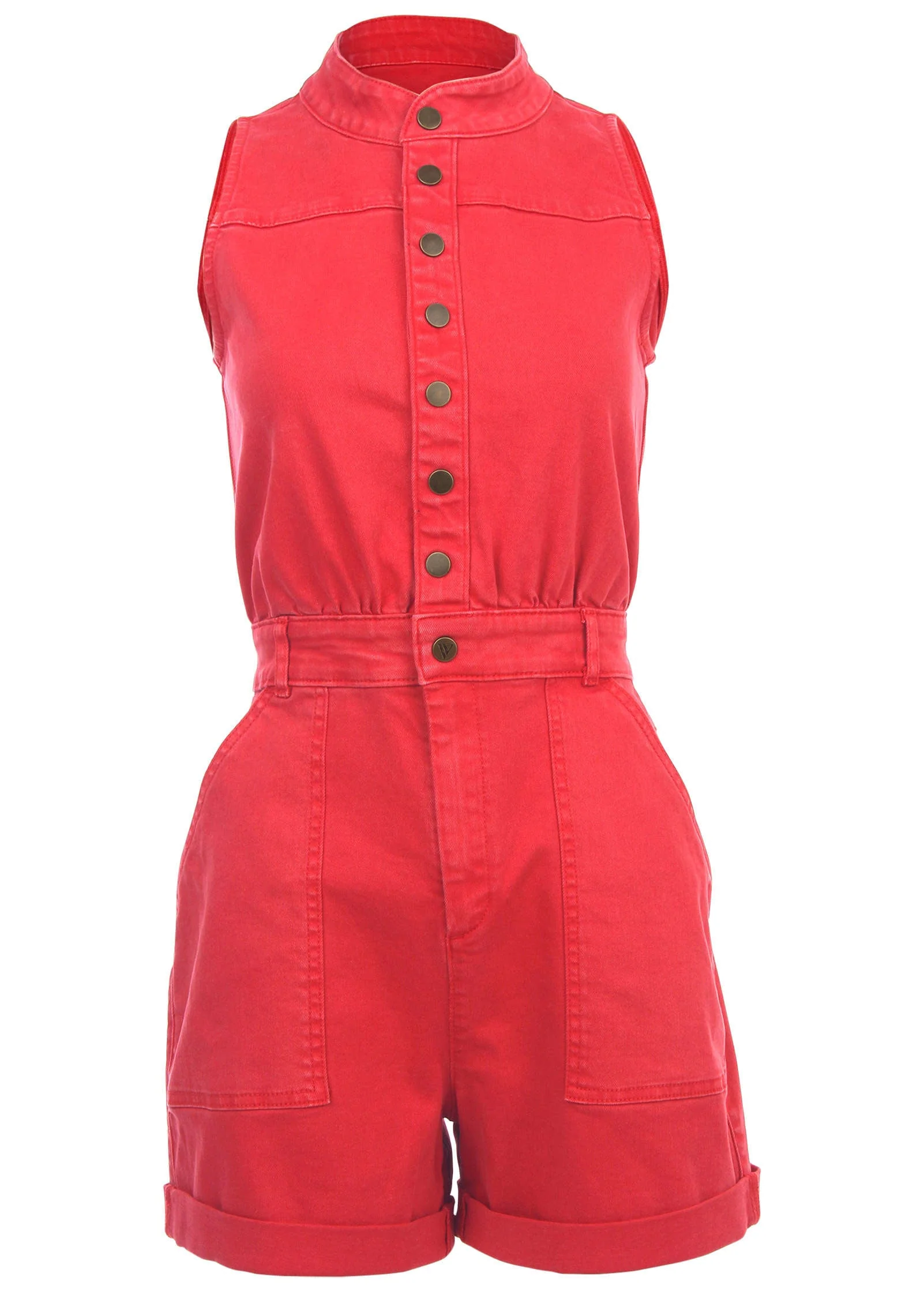 Twill Utility Romper - Scarlet - Image 3