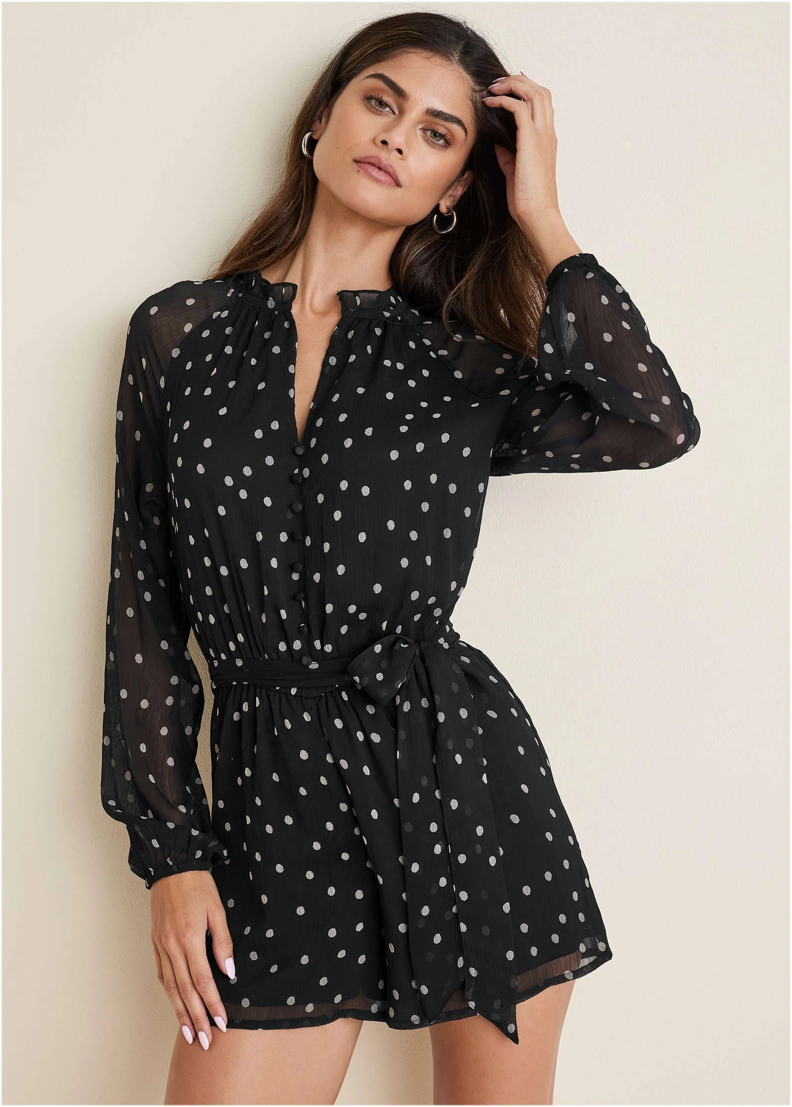Crinkle Chiffon Romper - Dolce Vita Dot