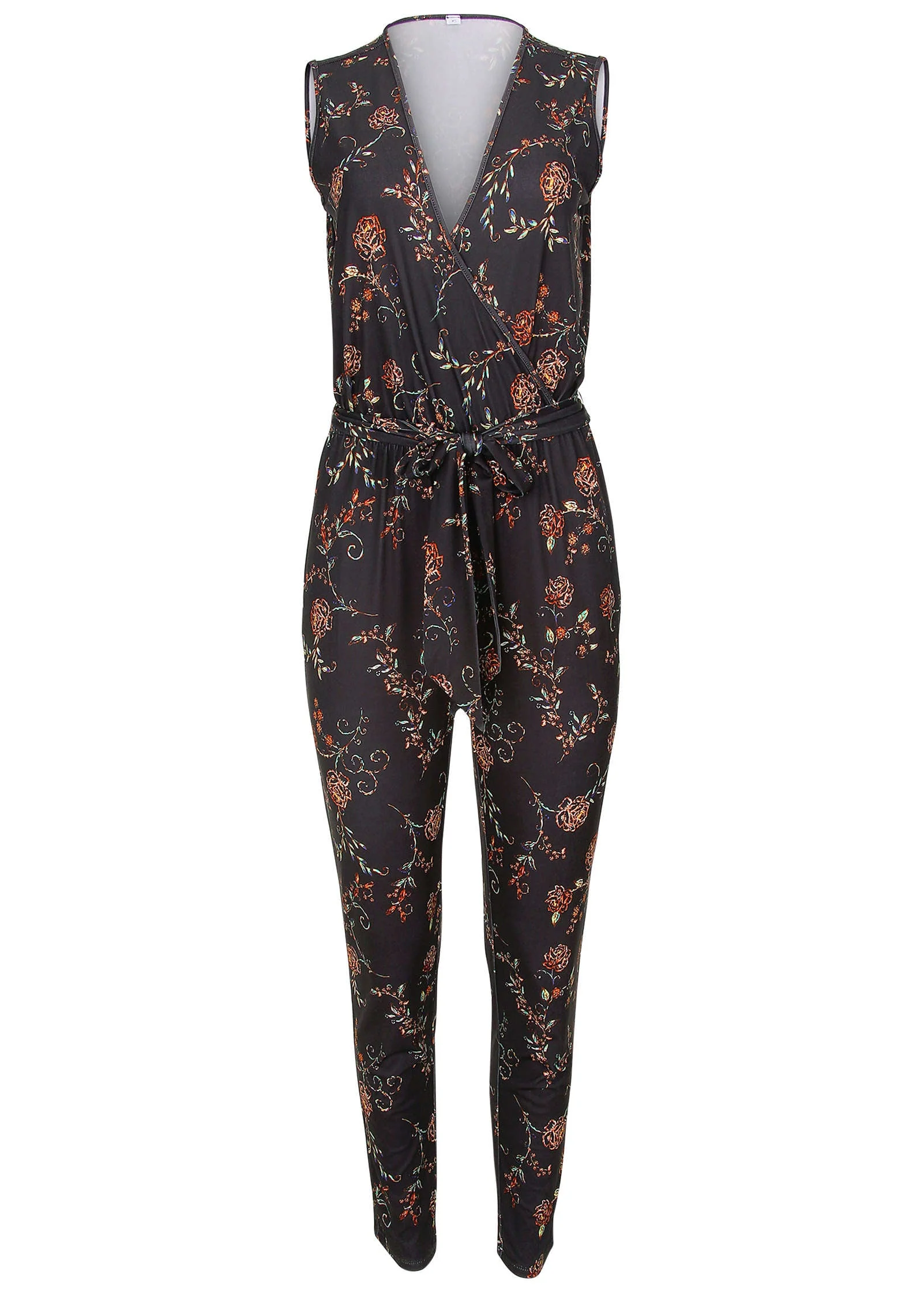 Wrap Tie Jumpsuit - Gothic Roses - Image 3
