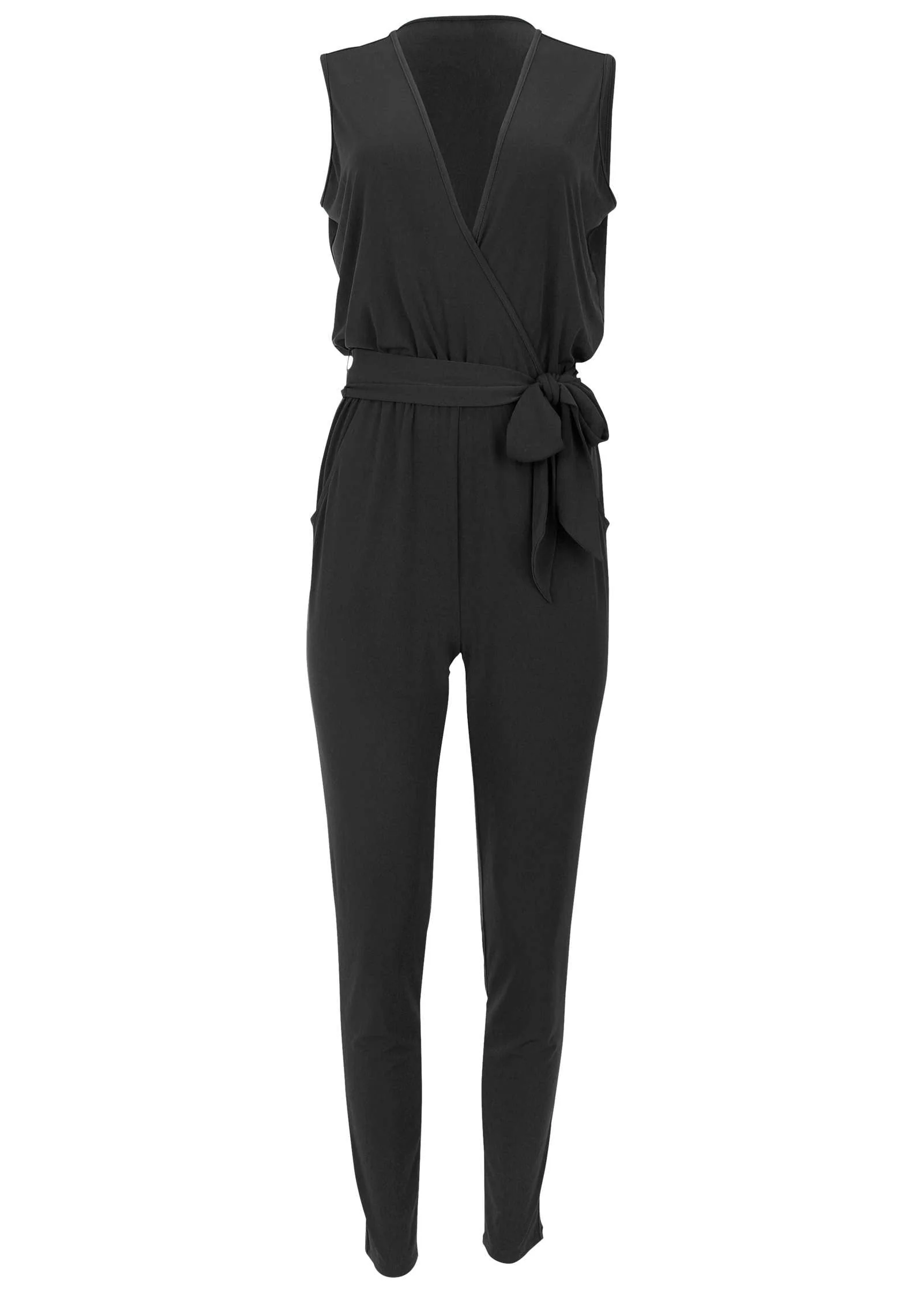 Wrap Tie Jumpsuit - Jet Black - Image 3