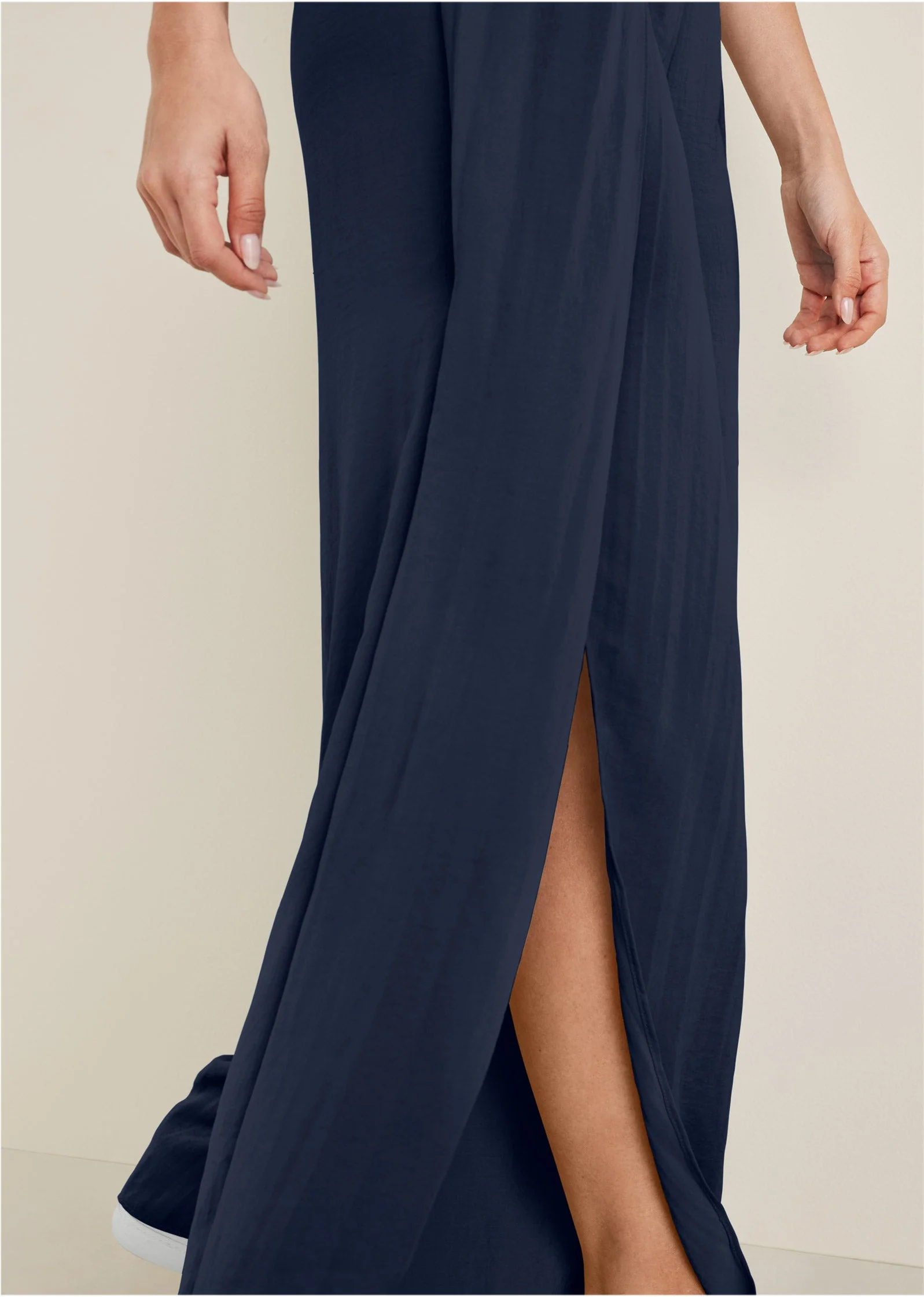 Tulip Hem Wide Leg Pants - Navy - Image 5