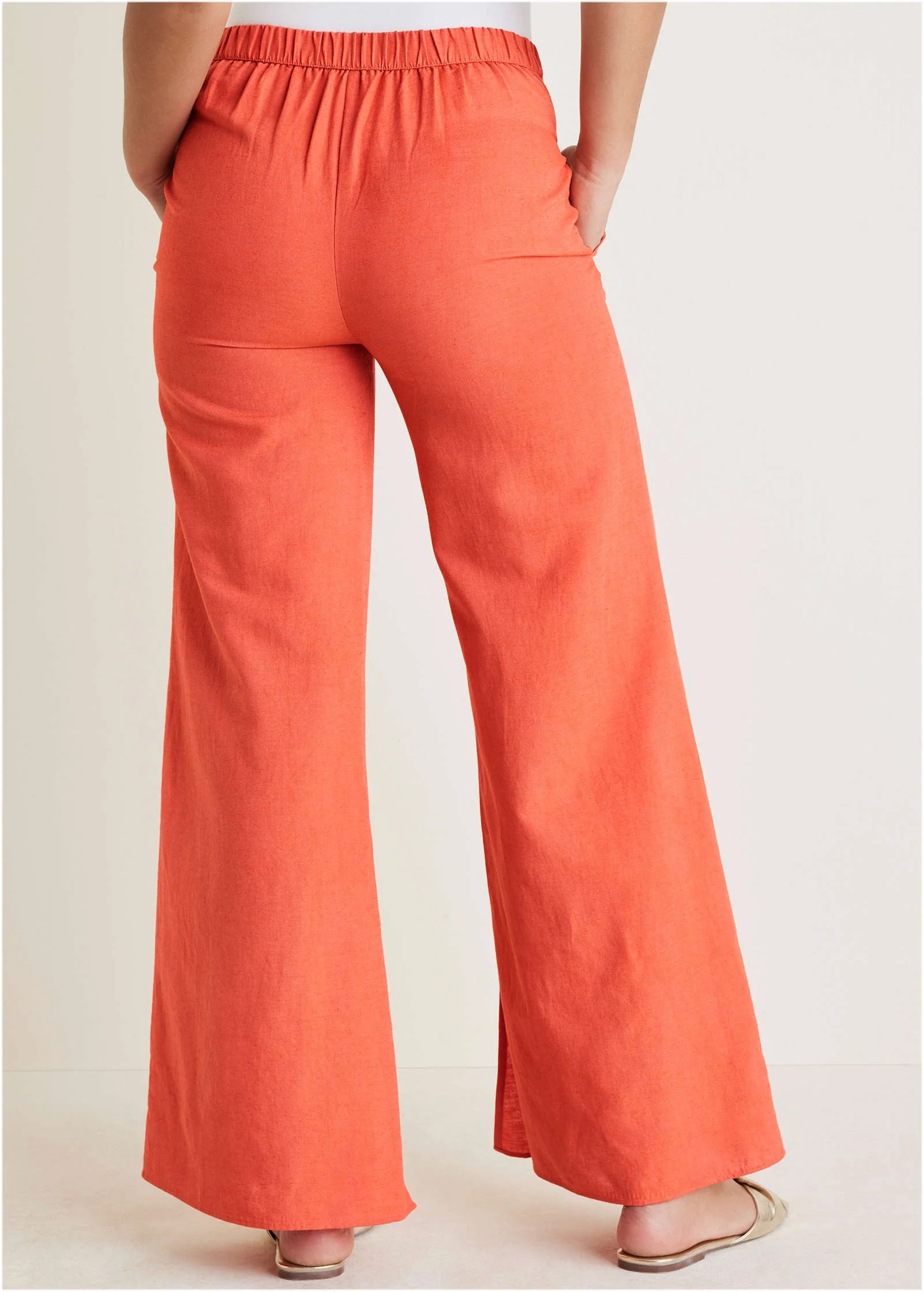 Linen Side Slit Pant - Burnt Orange - Image 3
