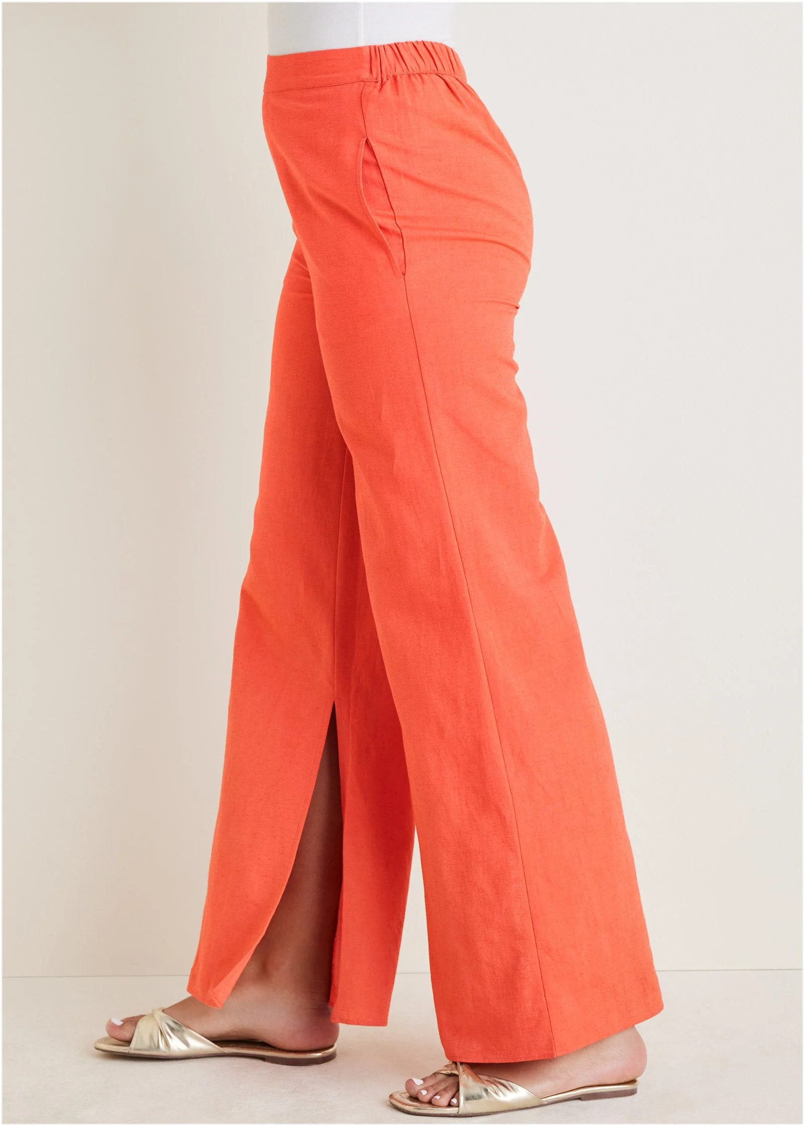 Linen Side Slit Pant - Burnt Orange - Image 4