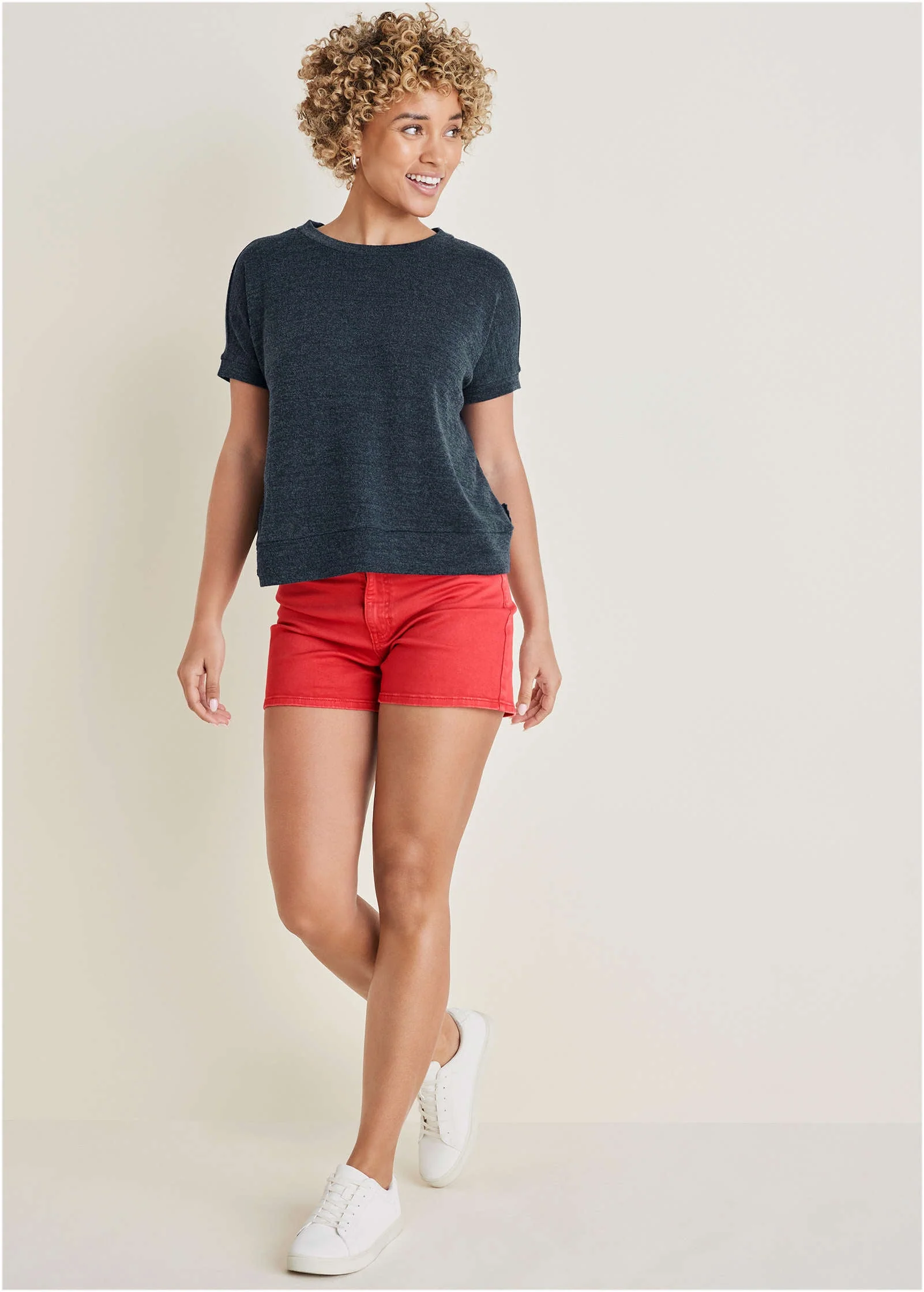 Naomi Denim Shorts  - Scarlet - Image 2
