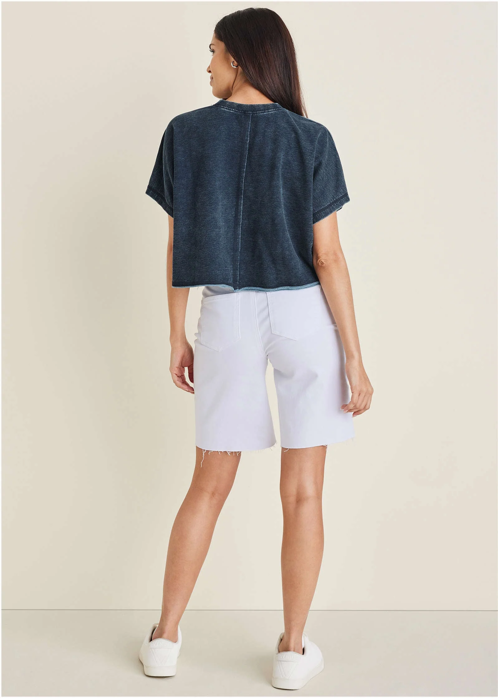 Brooke Denim Bermuda Shorts - White - Image 2