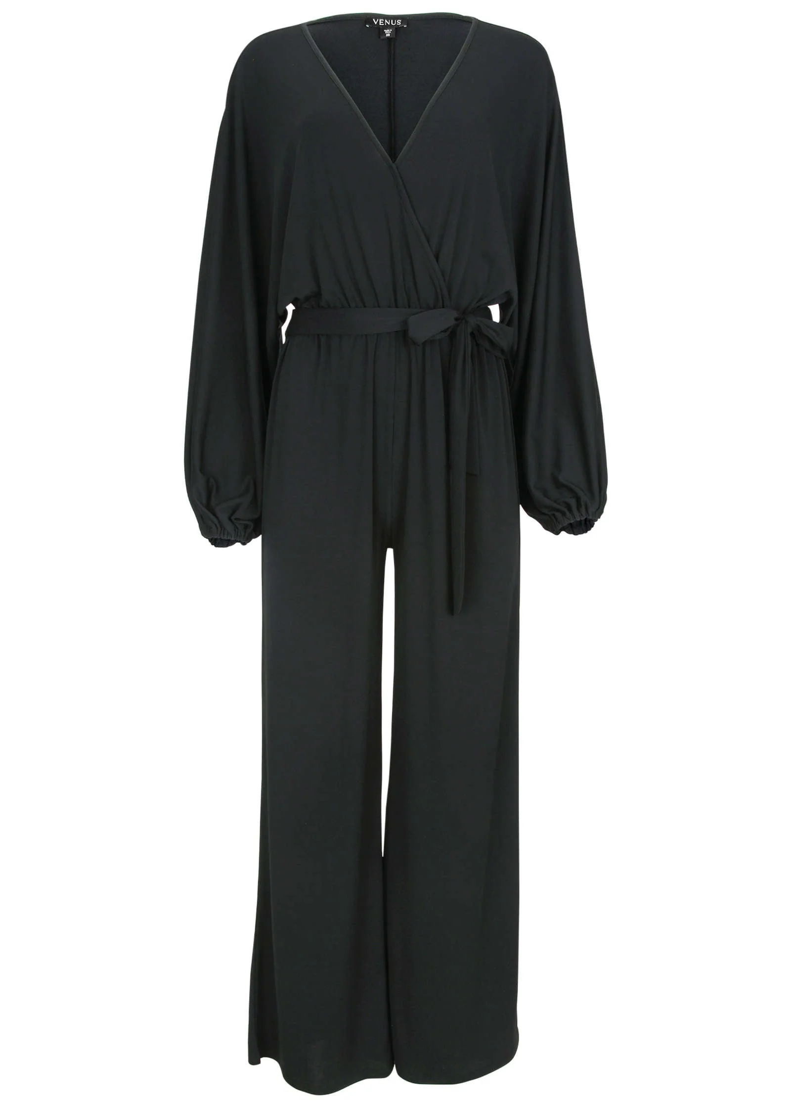 Volume Sleeve Detail Jumpsuit - Jet Black - Image 3