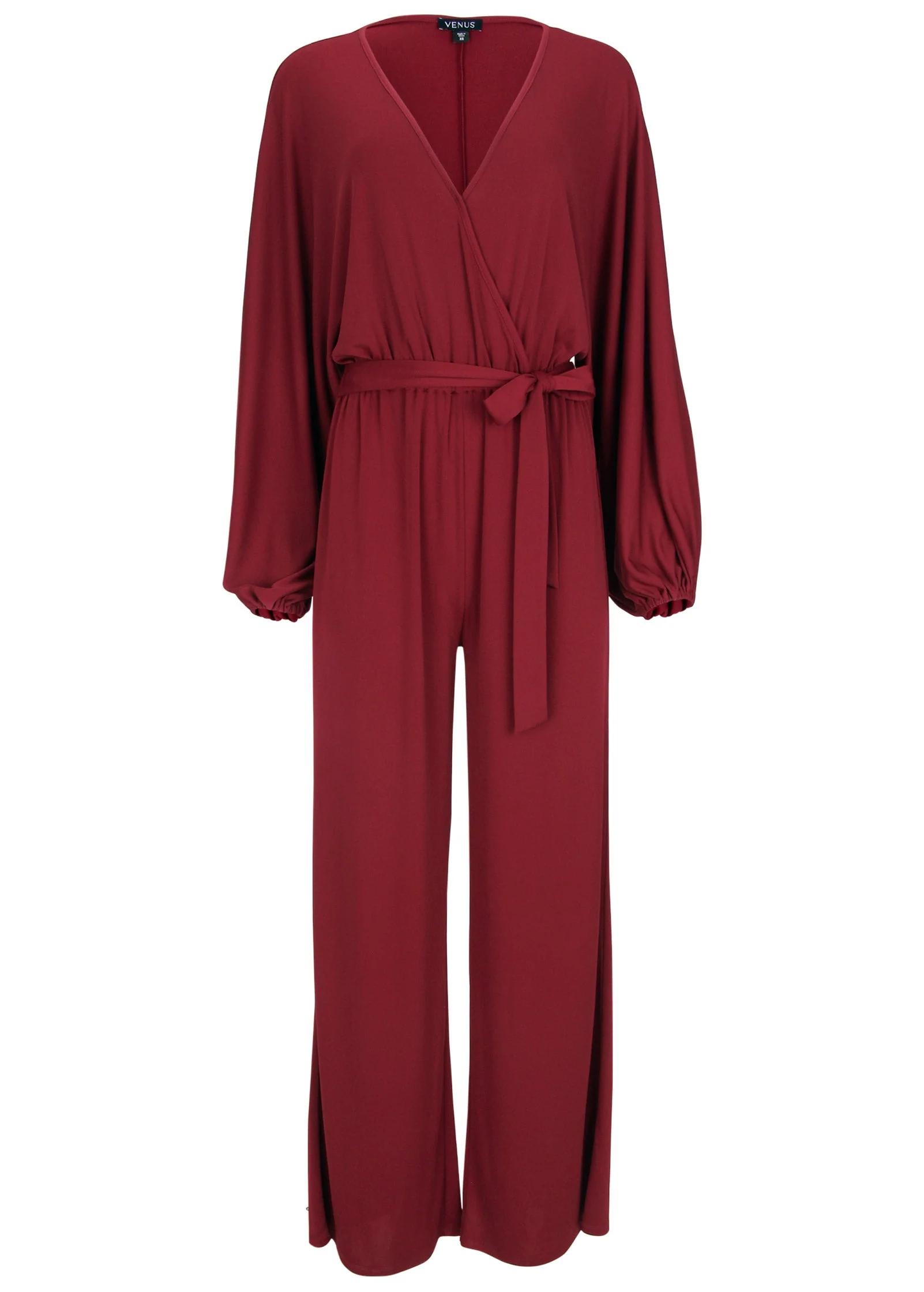 Volume Sleeve Detail Jumpsuit - Wine - Image 3