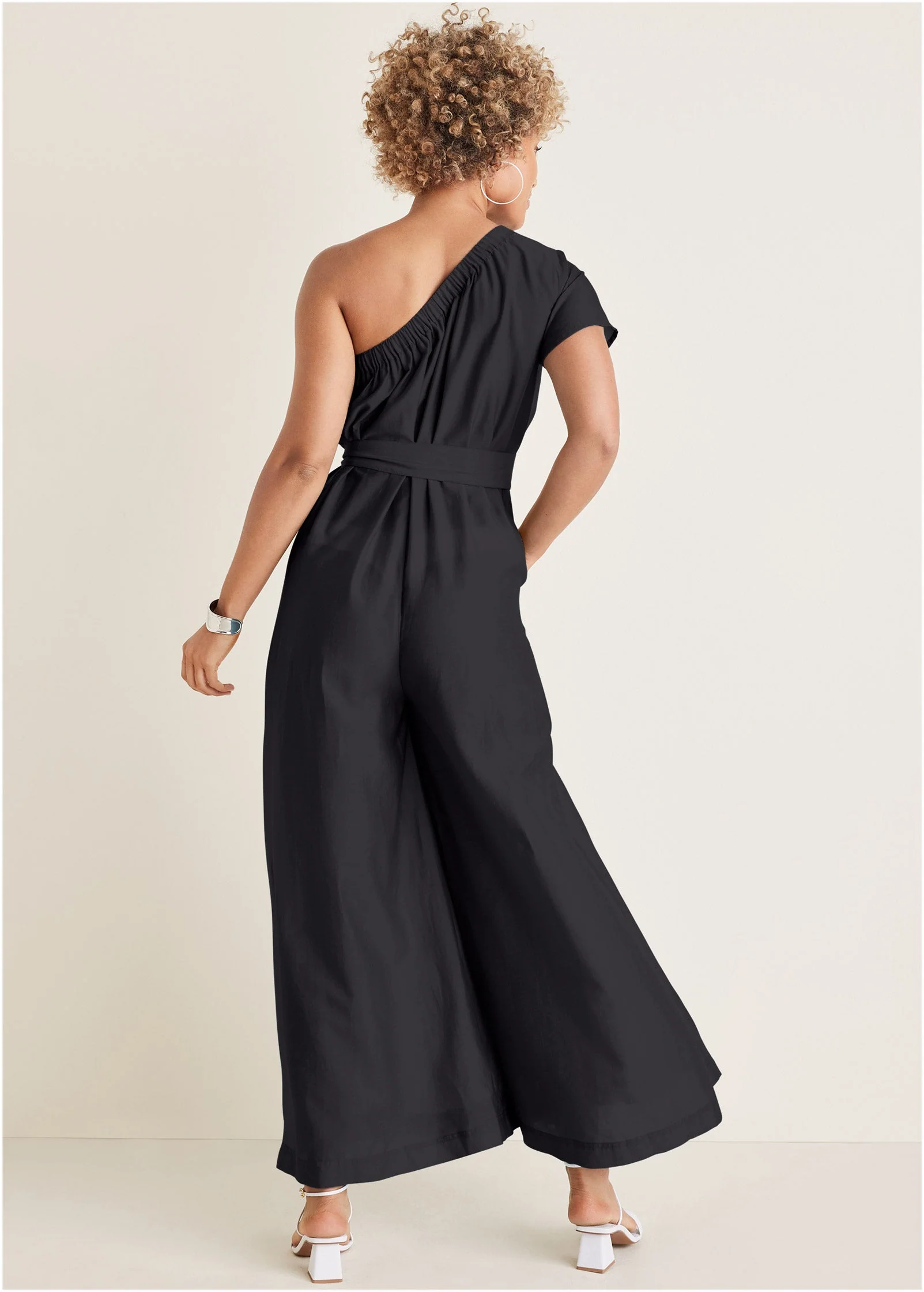 One Shoulder Jumpsuit - Black - Image 2