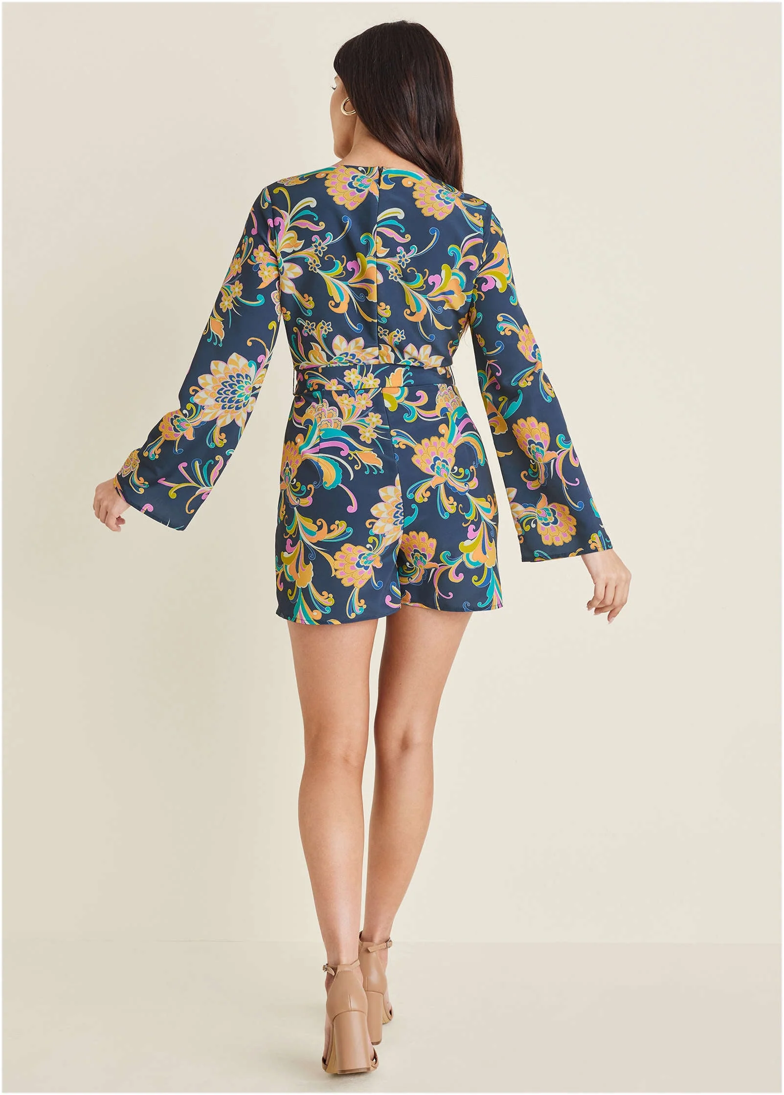 Long-Sleeve Skort Romper - Mystic Jacobean - Image 2
