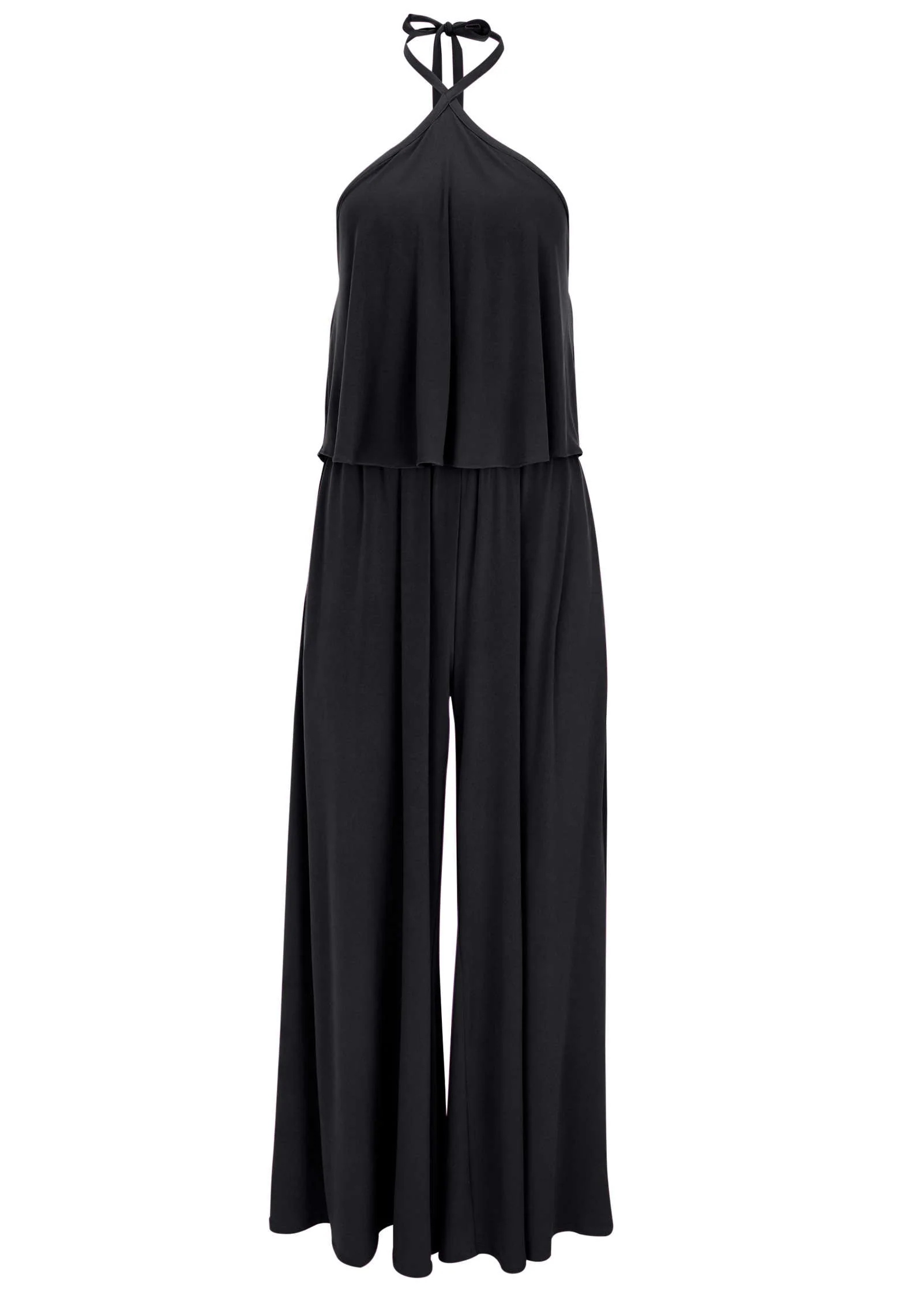 Cross Neck Jumpsuit - Jet Black - Image 4