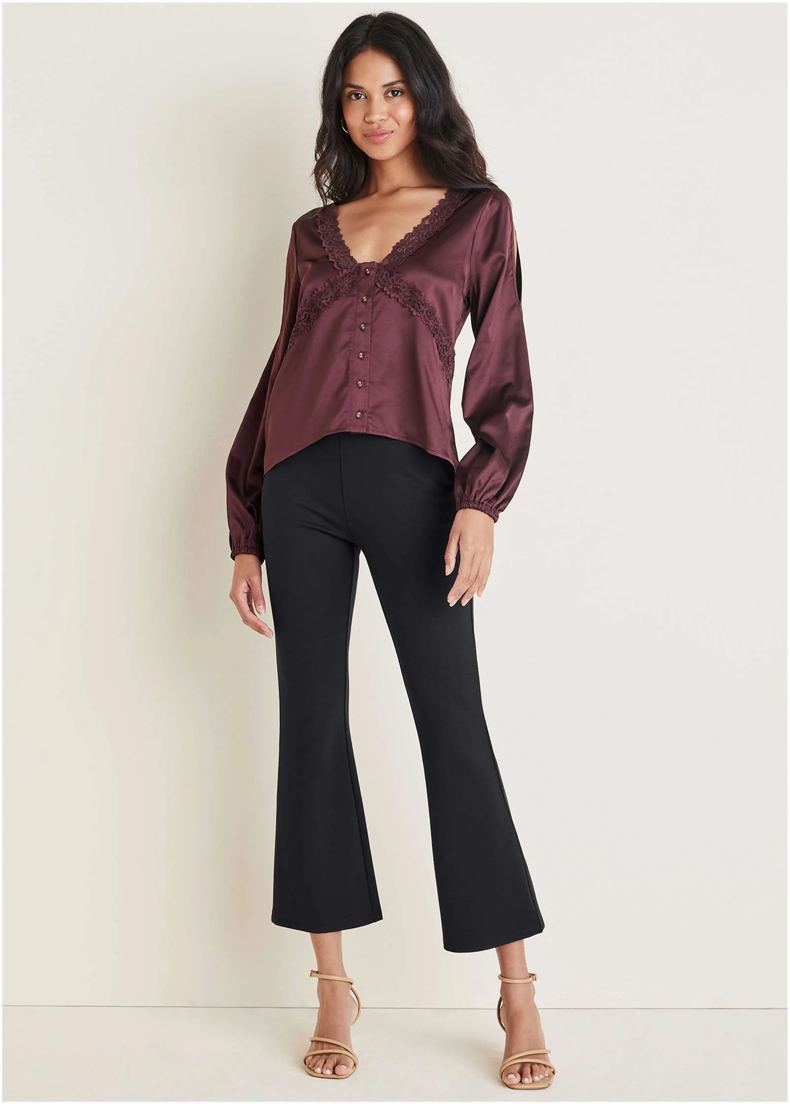 Smoothing Ponte Kick Flare Pants - Jet Black