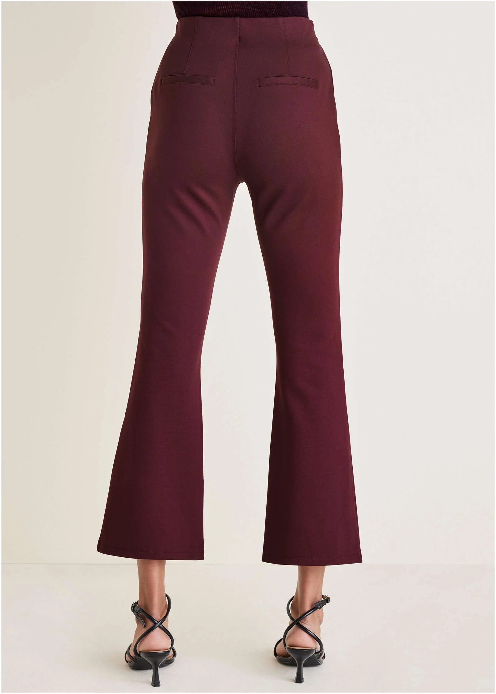 Smoothing Ponte Kick Flare Pants - Wine - Image 3