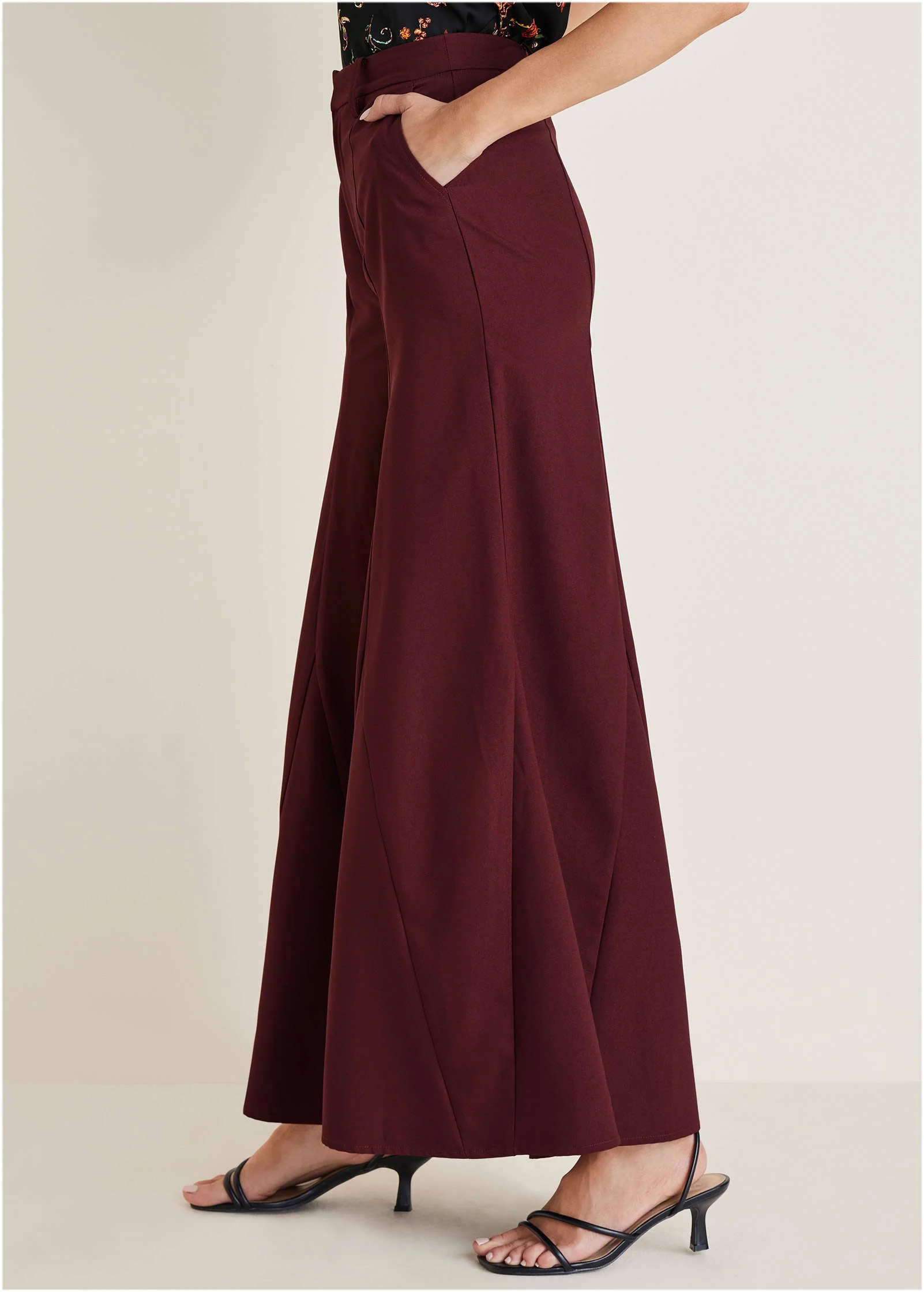 Dramatic Flare Pants - Wine - Image 4