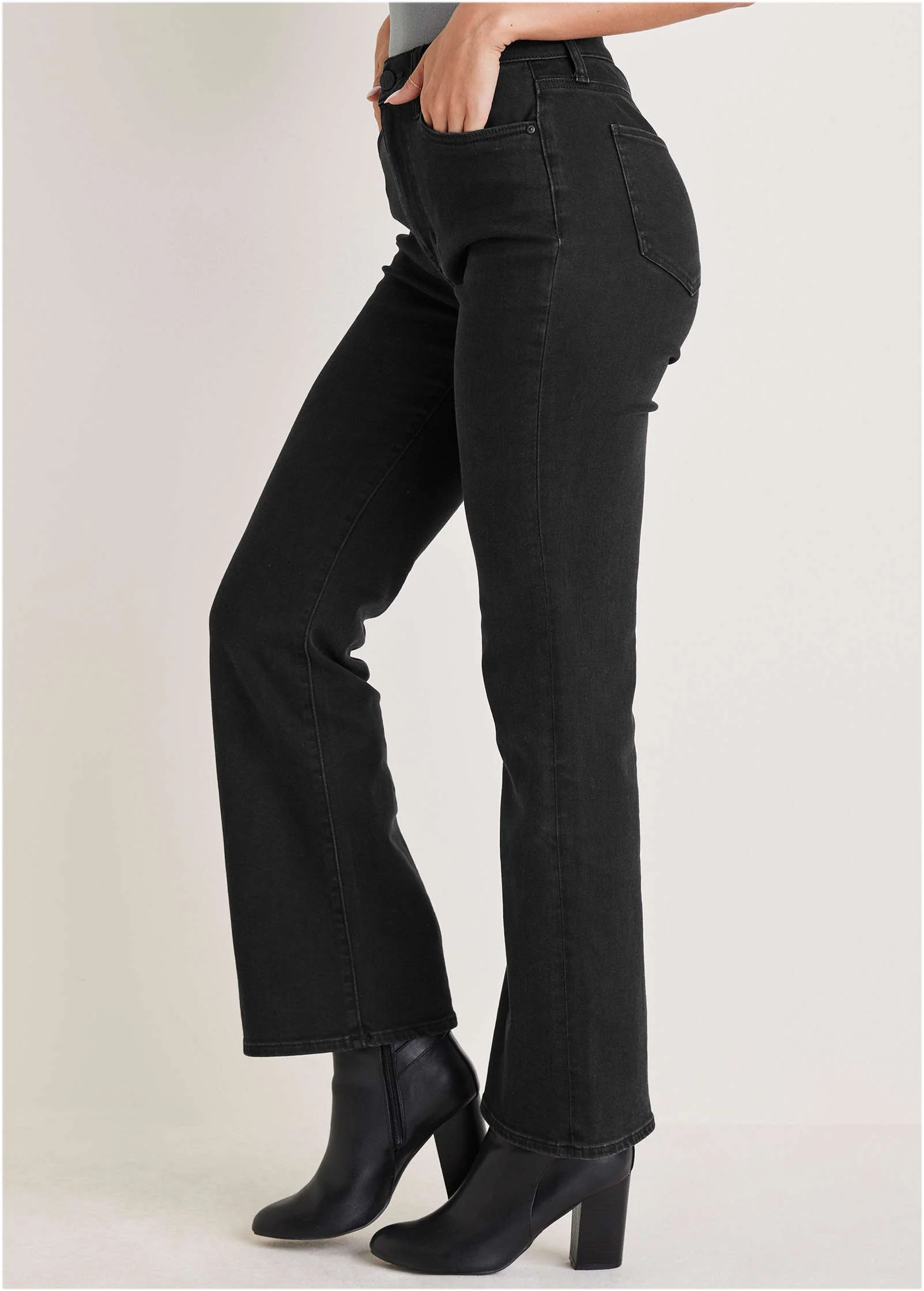 Penelope Modern Flare Jeans - Black Wash - Image 3