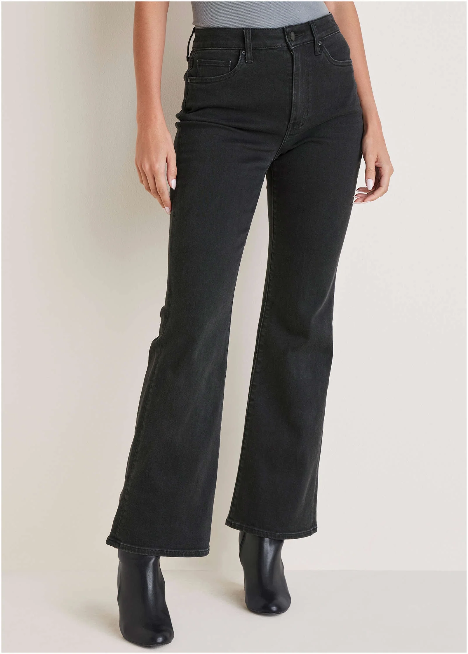 Penelope Modern Flare Jeans - Black Wash - Image 4