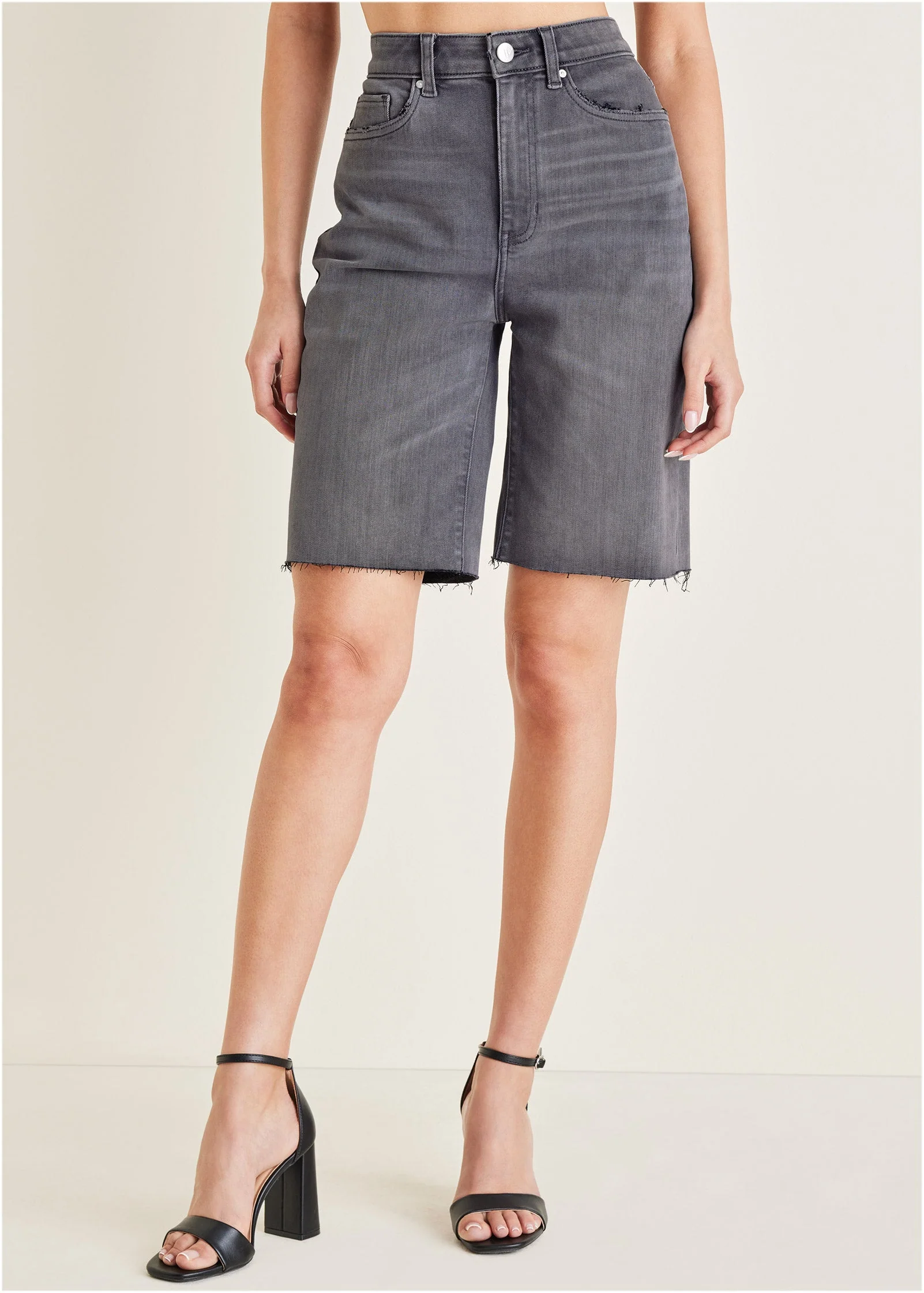 Denim Bermuda Shorts - Grey Wash - Image 2