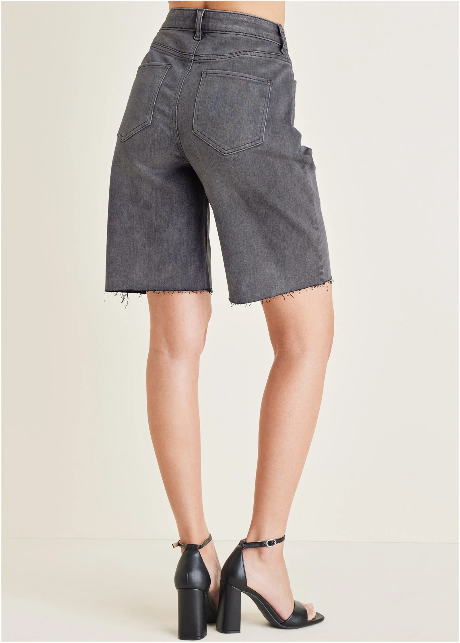 Denim Bermuda Shorts - Grey Wash - Image 3