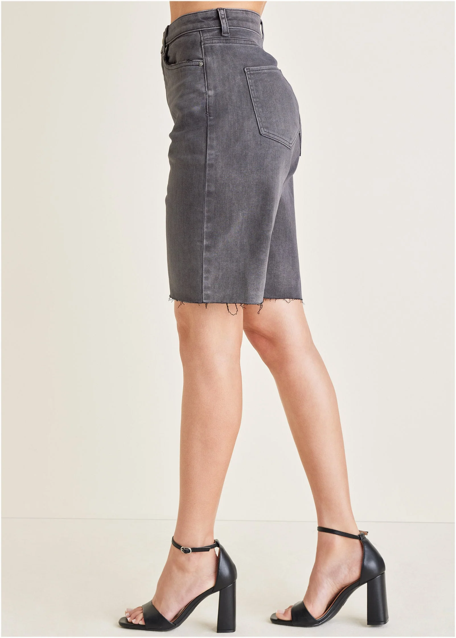 Denim Bermuda Shorts - Grey Wash - Image 4