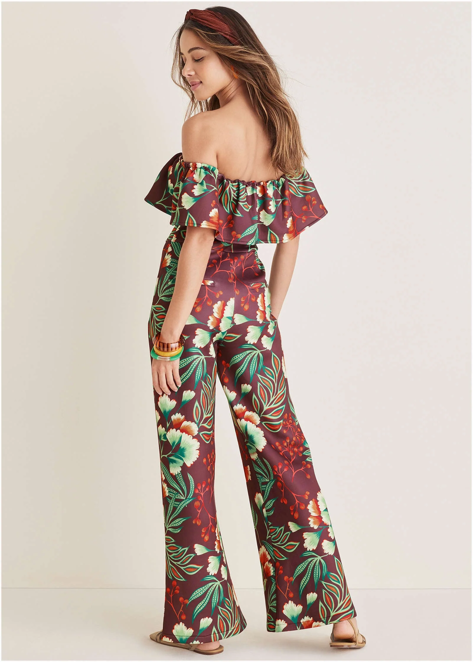 Off The Shoulder Jumpsuit - Lake Botanical - Image 2