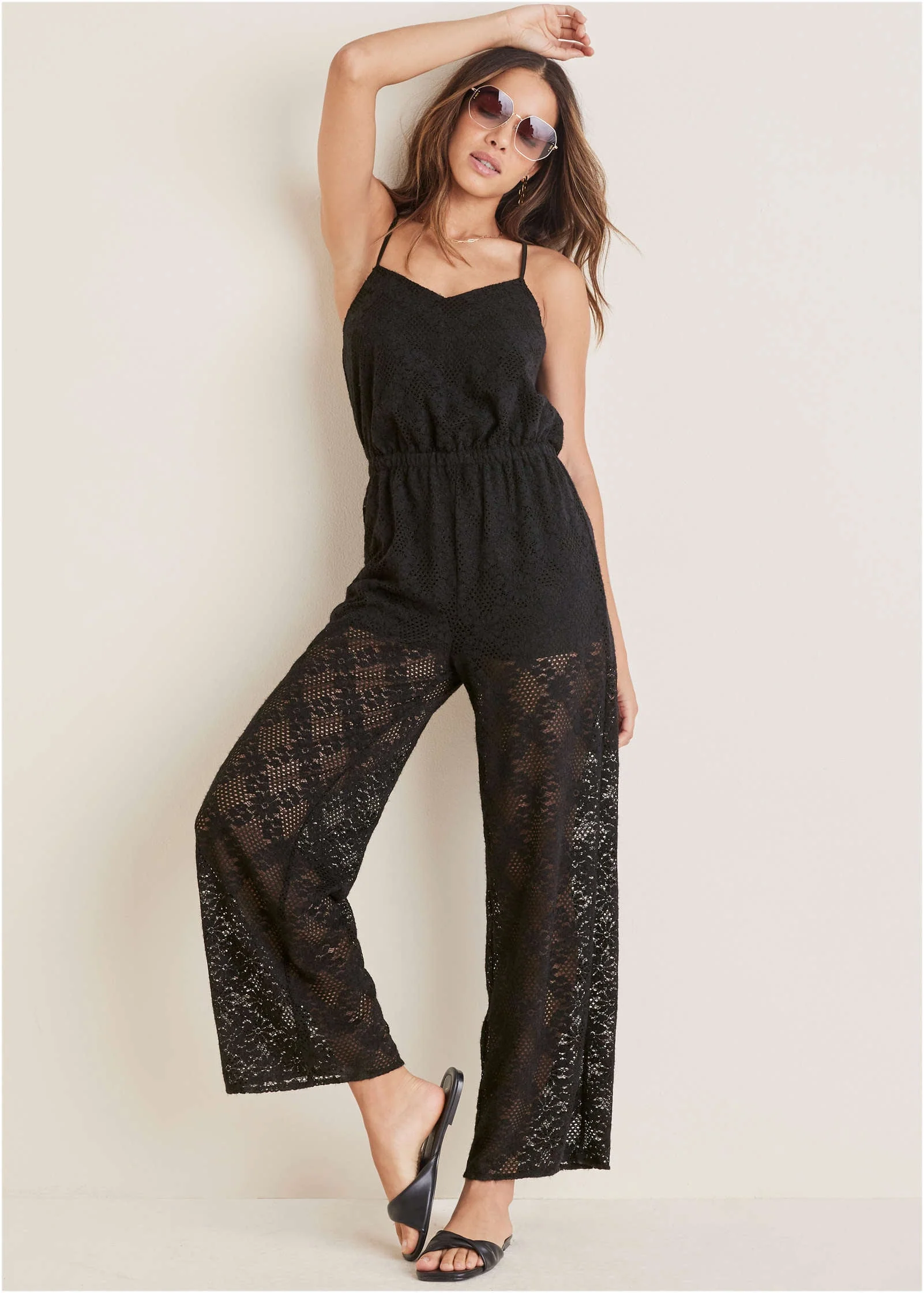 Lace Jumpsuit - Jet Black - Image 4