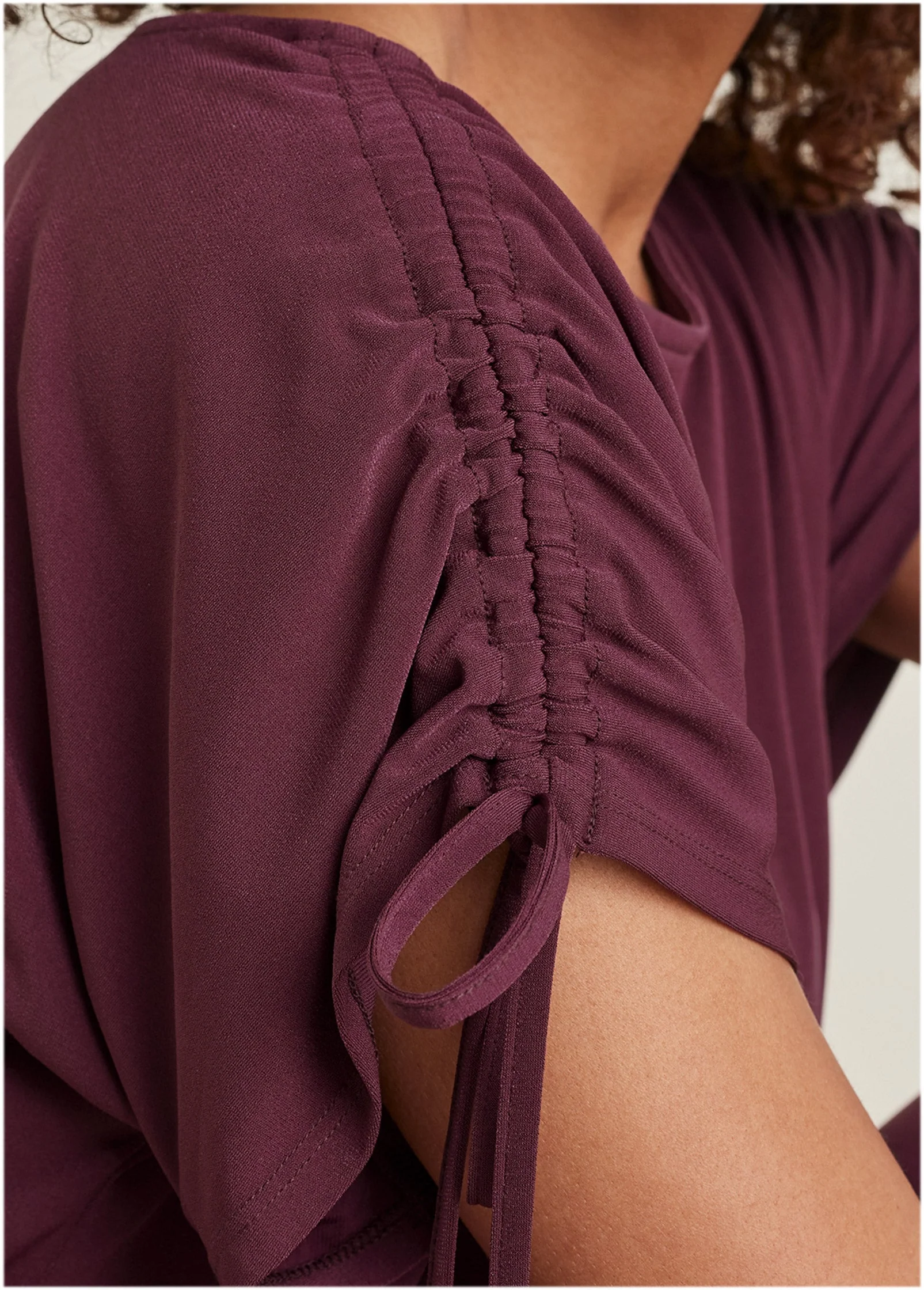Shoulder Detail Wide Leg Jumpsuit - Wine - Image 3