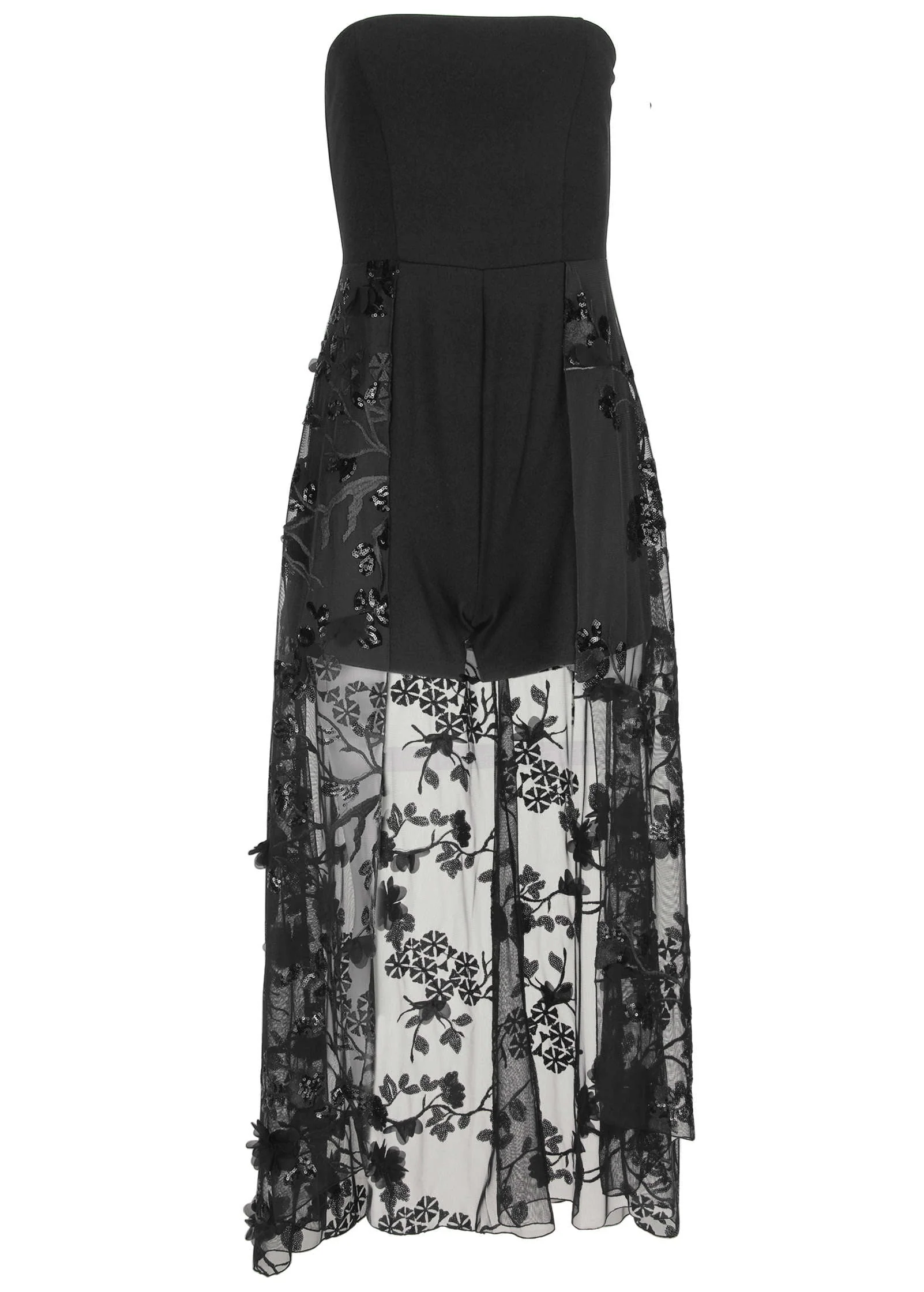 Sequin Applique Overlay Romper - Jet Black - Image 4