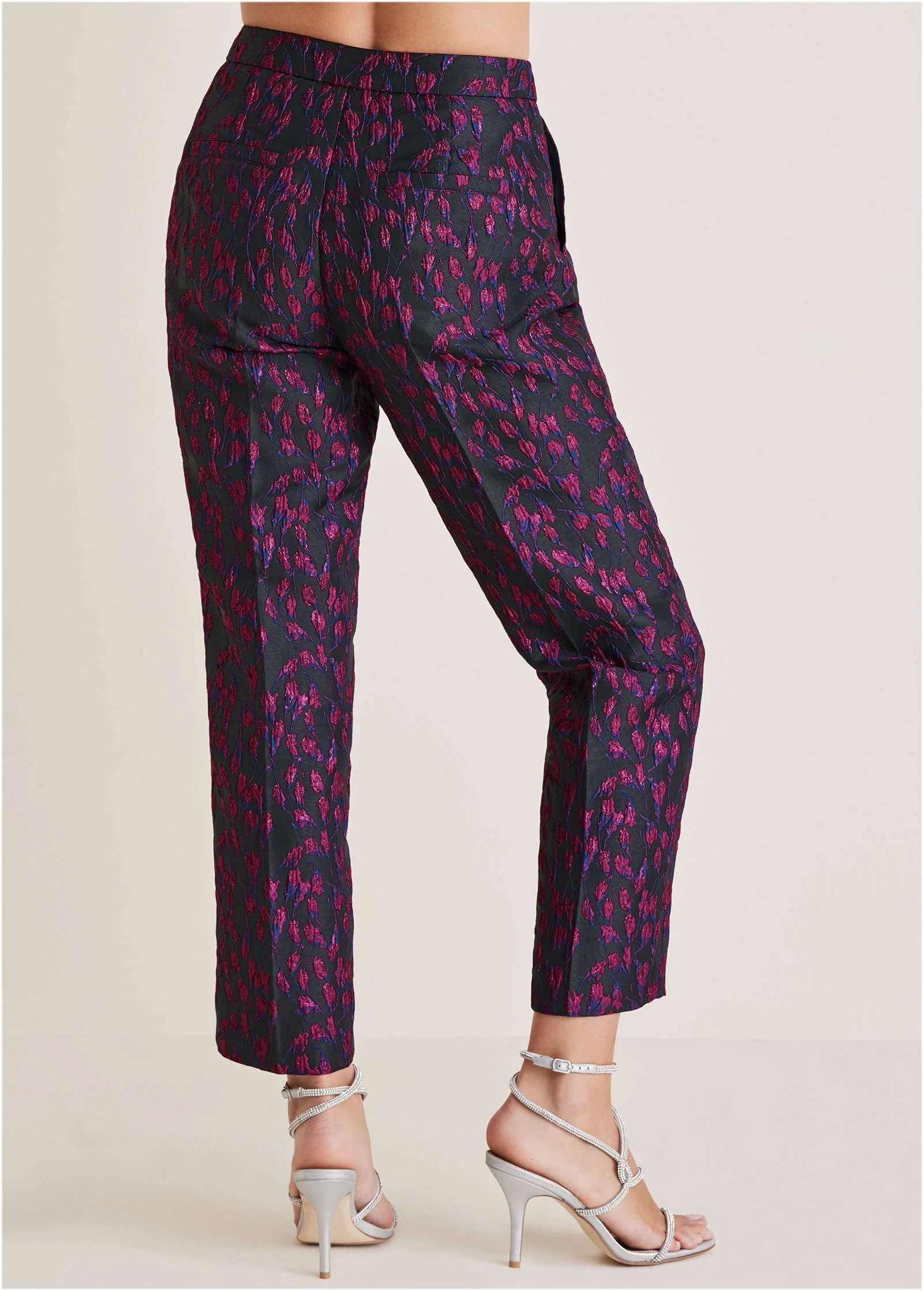 Straight Leg Jacquard Pants - Blue Multi - Image 3
