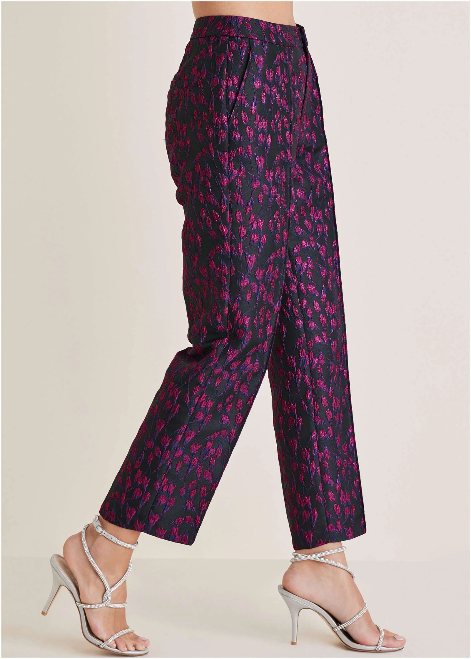 Straight Leg Jacquard Pants - Blue Multi - Image 4