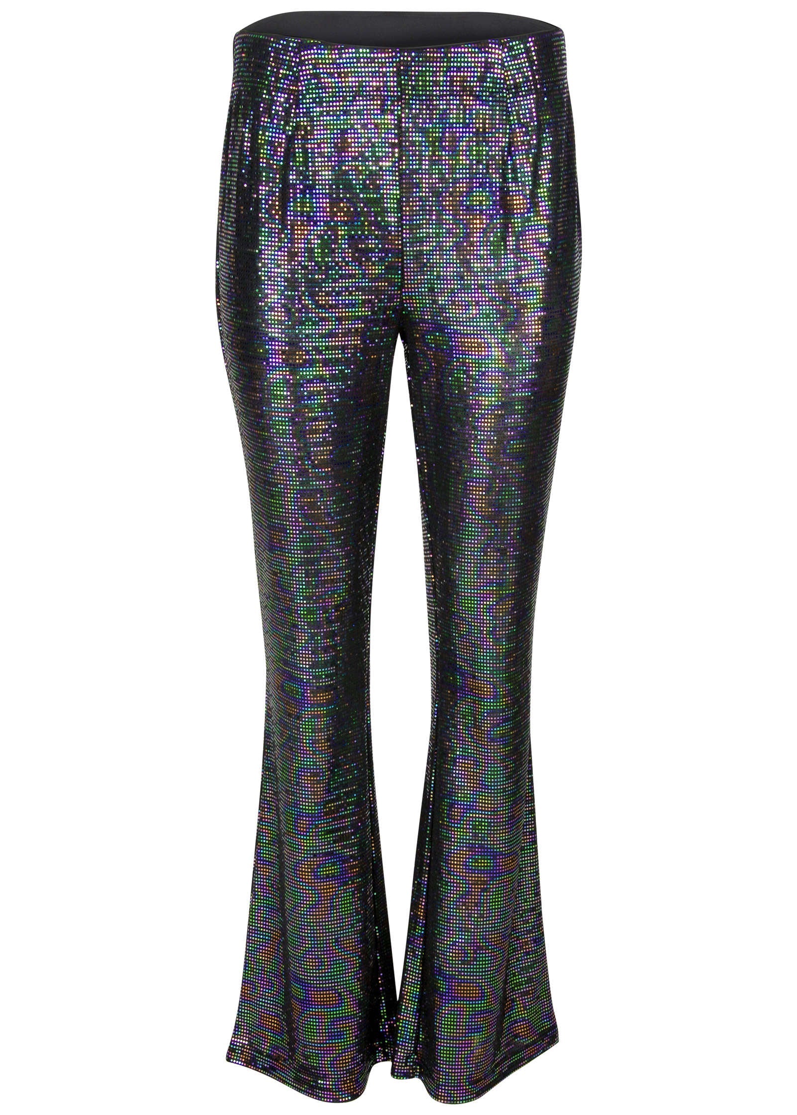Sequin Flare Leg Pants - Colorful Sequins - Image 6